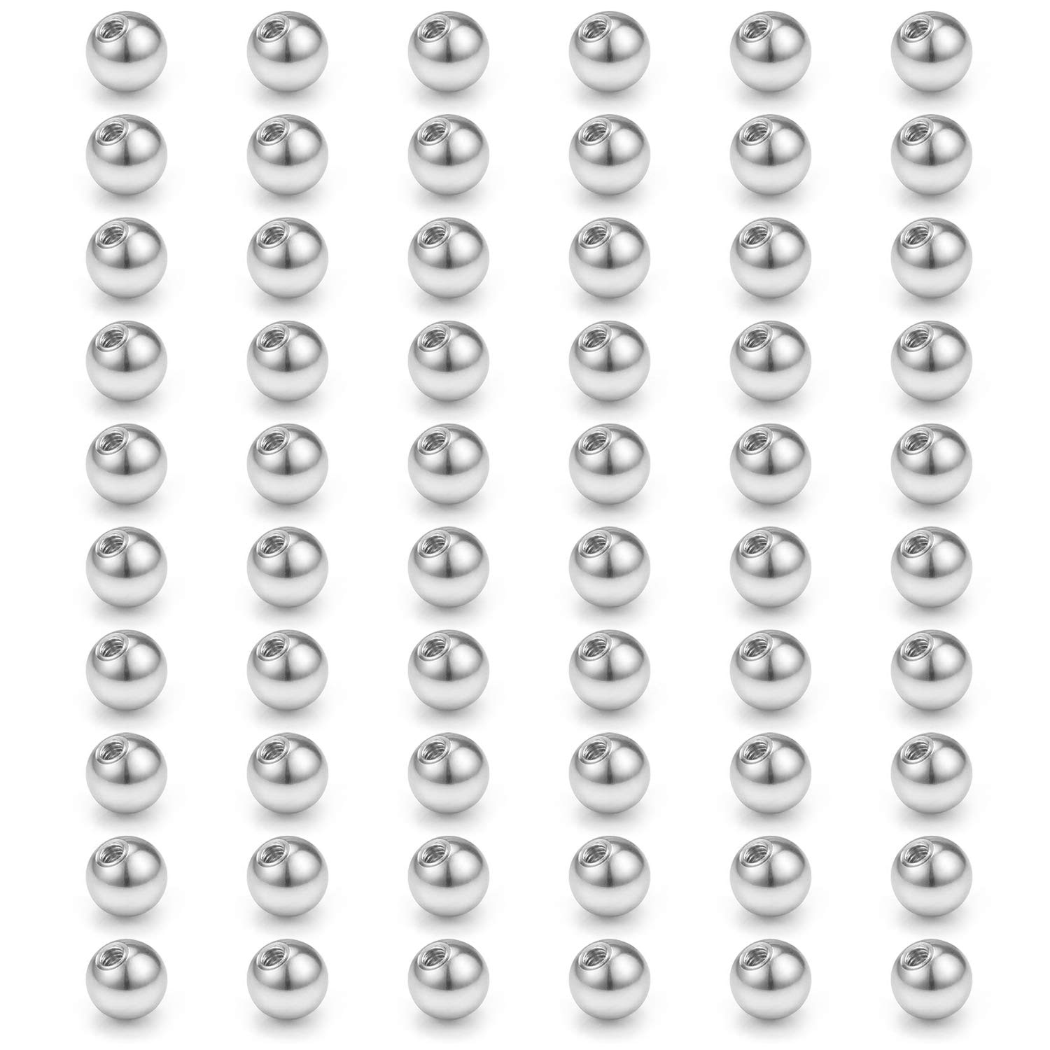 D.Bella 60pcs 316L Surgical Steel Replacement Balls Body Jewelry Piercing Barbell Parts 14G 16G 3mm 5mm 8mm Balls for Wome