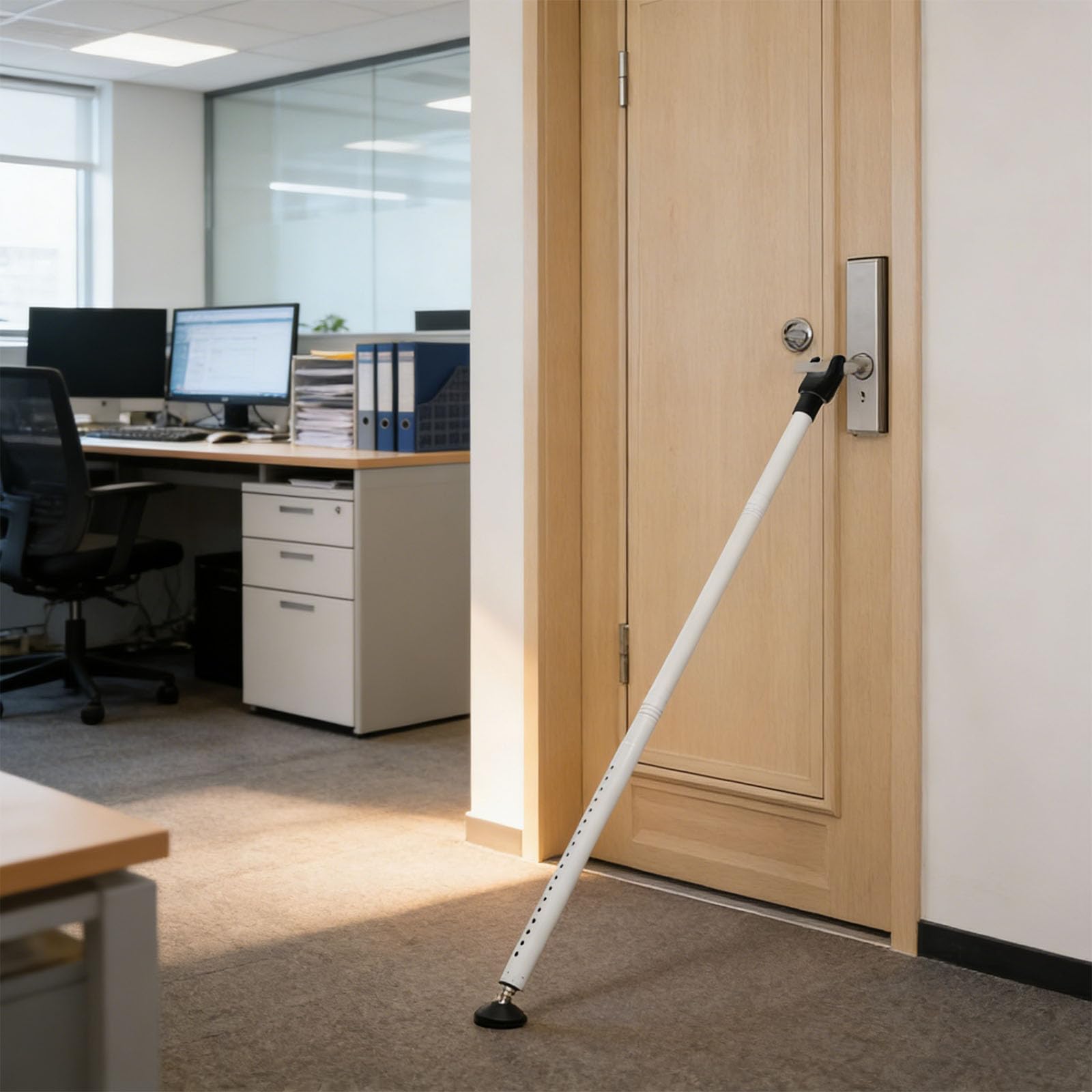 Barre de sécurité réglable en acier carbone renforcé pour porte coulissante et porte d'entrée avec dispositif de sécurité