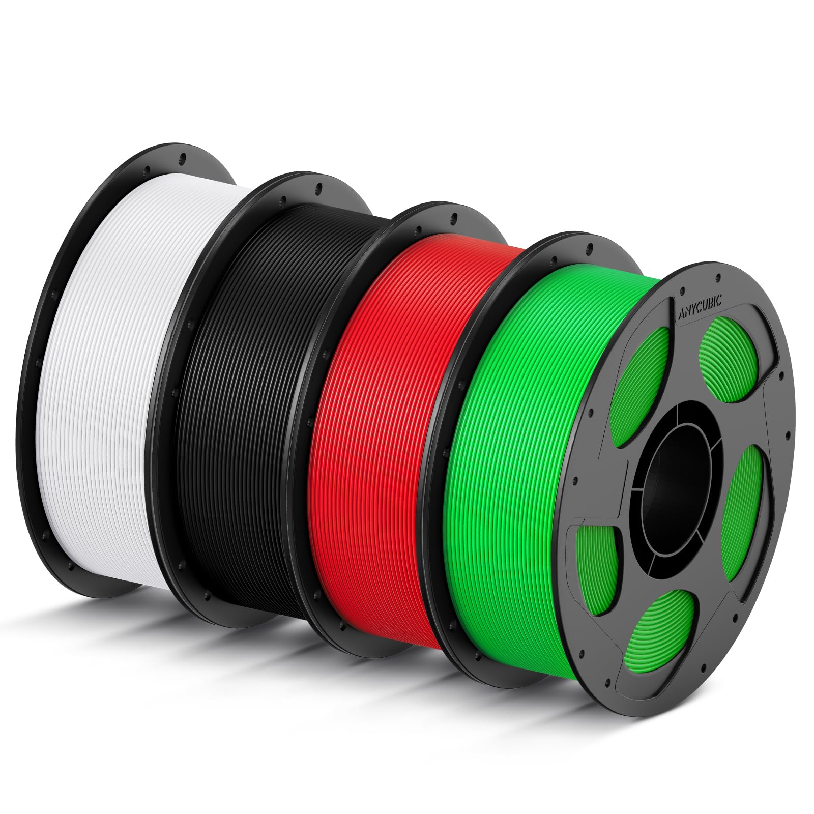 ANYCUBIC High Speed PLA Filament 1.75mm, Refill Filament und Spool Kit, Bis zu 600 mm/s 3D Drucker Filament, Intelligente Identifikation, HS PLA 4KG Schwarz Weiß Rot Klassisch Grün