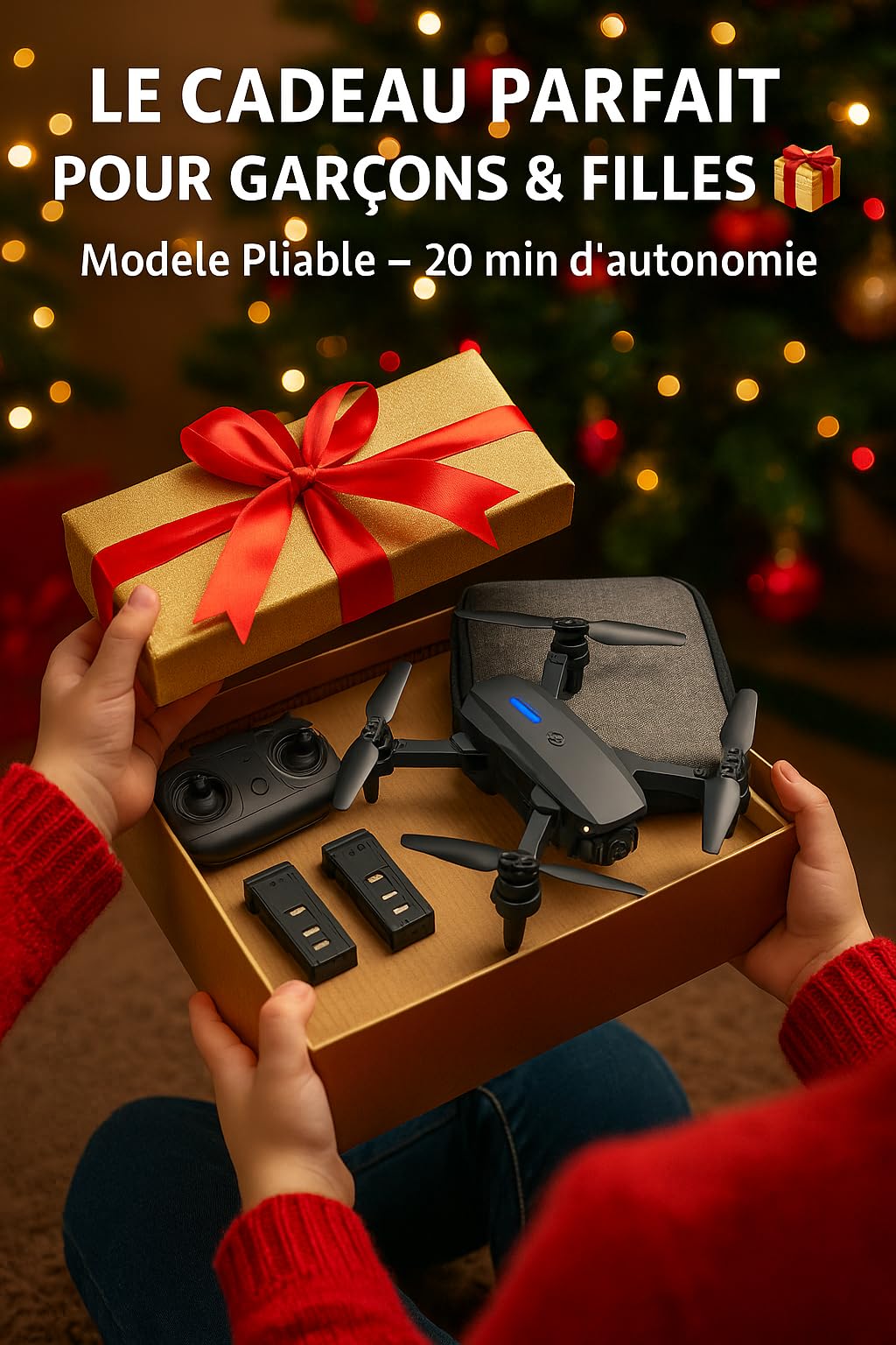 Drone E88 Pro – Caméra HD, Double Batterie, Drone Facile à Piloter pour Débutants & Enfants, Mode Sans Tête, Flips 360°, Contrôle par Télécommande & App, Pliable et Léger
