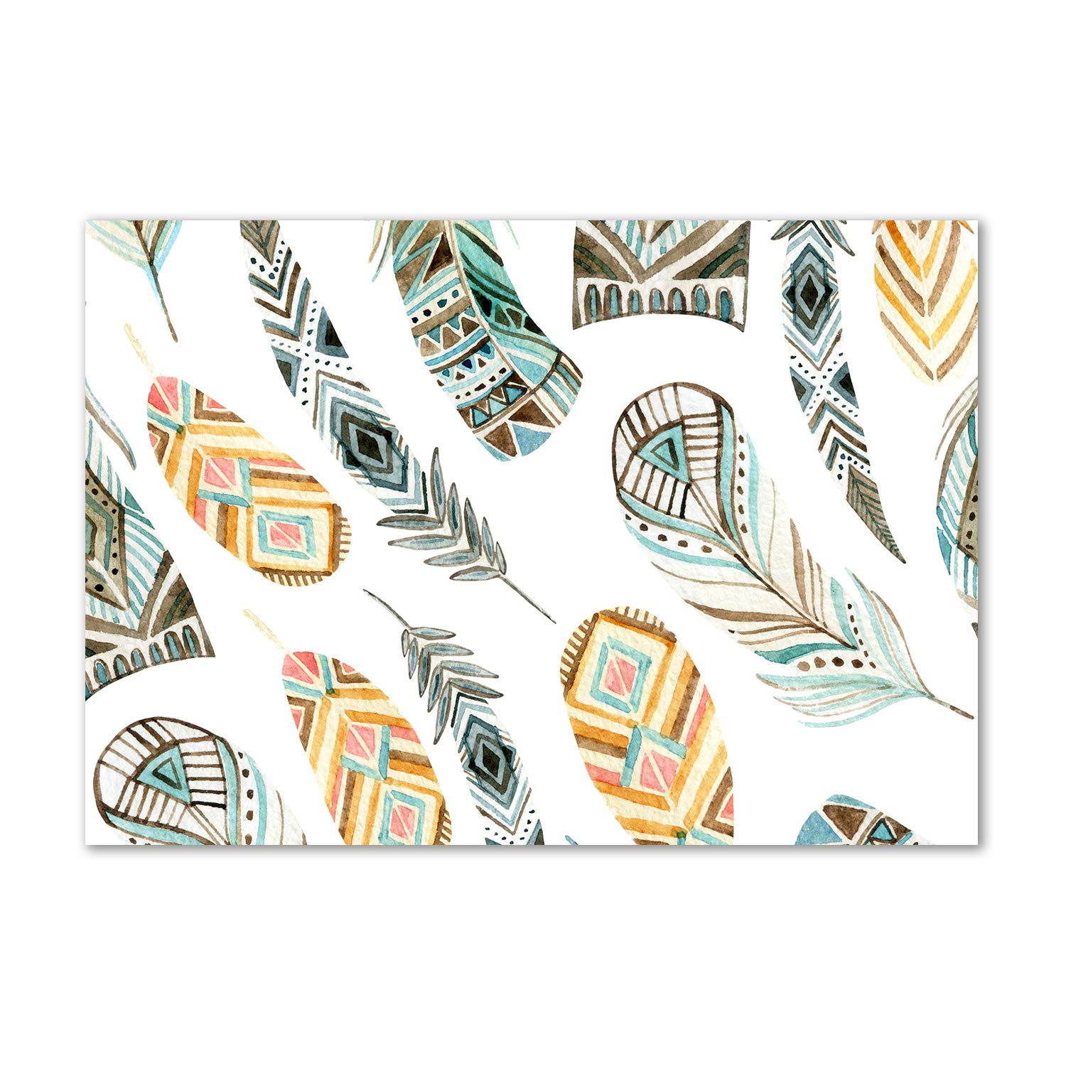 Image sur verre plastique Tulup Plumas étnicas tableau acrylique multicolore