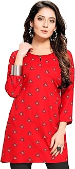 Shiv Textiles Rayon Fabric Printed Round Neck Short Kurtis for Women Top Dresses Kurti for Ladies & Girls Kurtis