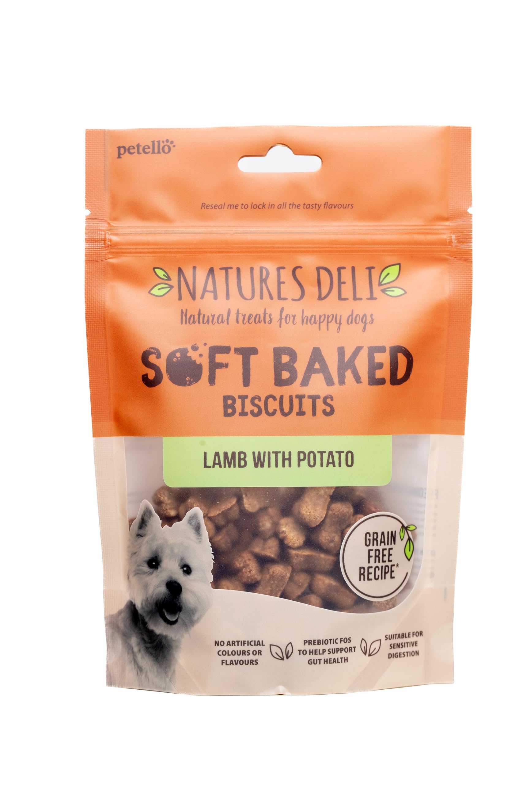 Soft Baked Biscuits Lamb with Potato Dog Treats, Oven Baked Grain Free Low Fat Treats for Dogs - 100 g