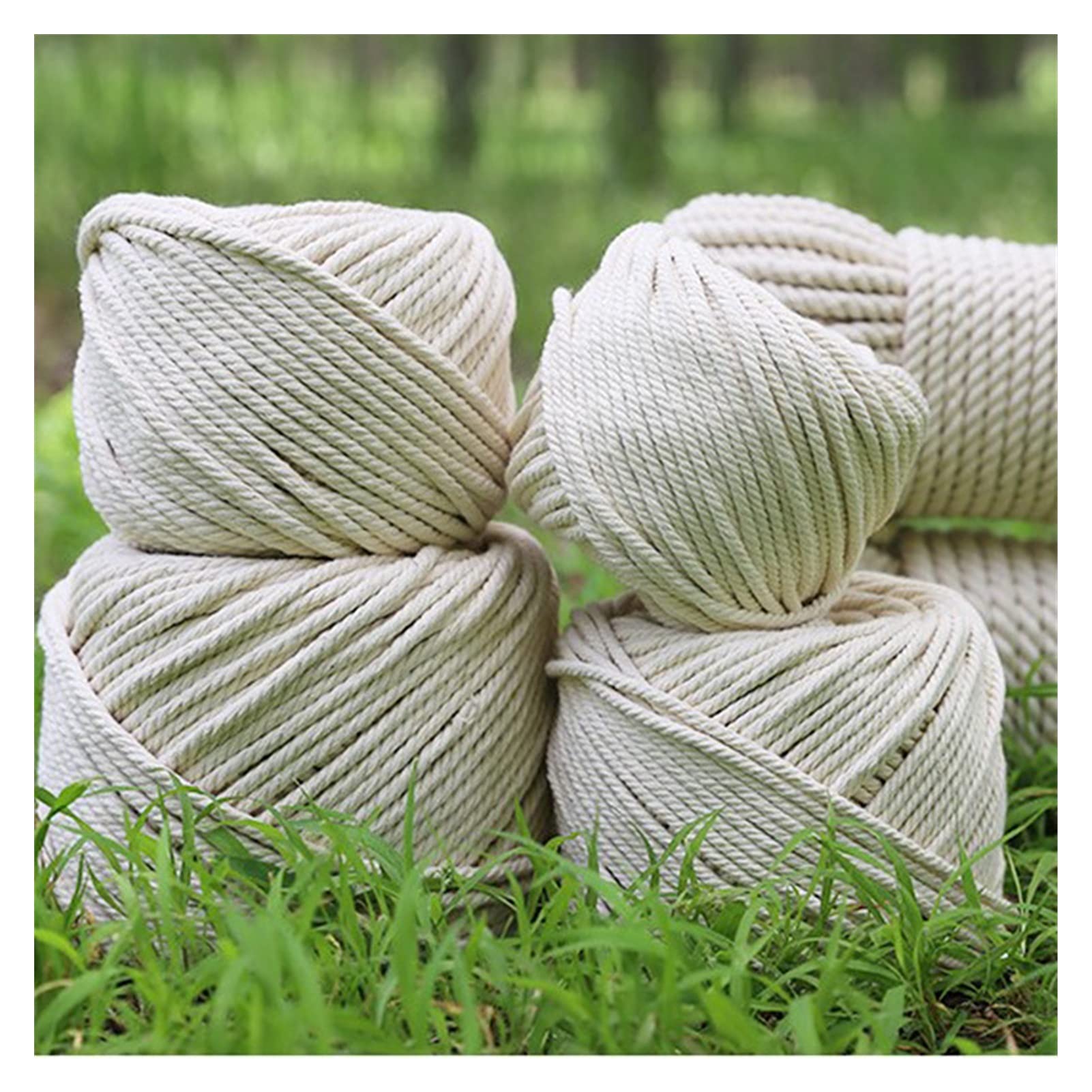 Cuerda beige natural para bricolaje, regalo hecho a mano, accesorios de boda, cuerda trenzada de algodón, cuerda de macramé, 3 mm, 4 mm, 5 mm, 6 mm, 8 mm (color: 4 mm, 50 m)