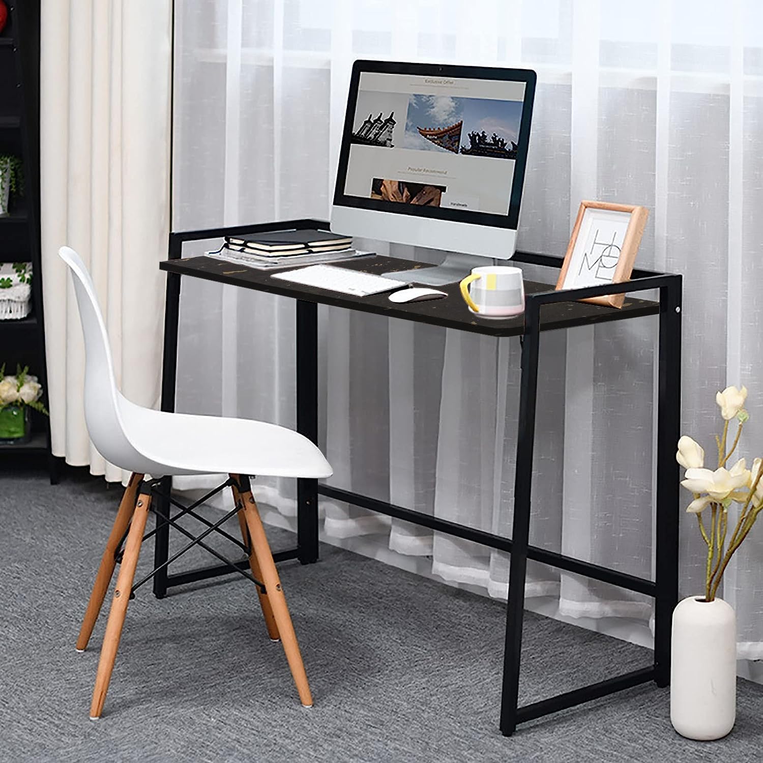 Torche Foldable Portable Study Table and Computer Desk - Folding PC Desk for Home Office (Granite Black) 1