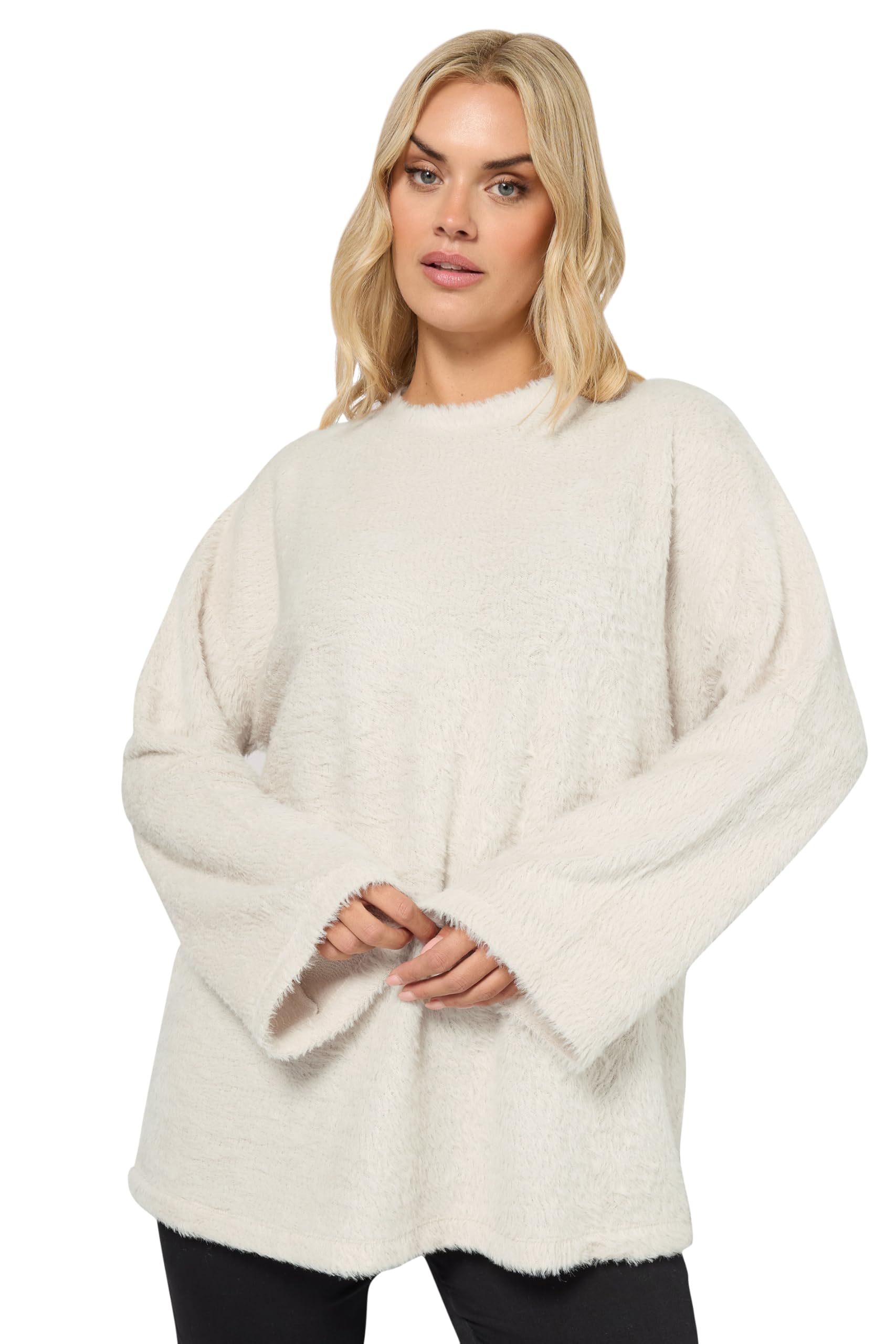 Yours Curve Fluffy Knit Jumper - Women's - Plus Size Curve Cream