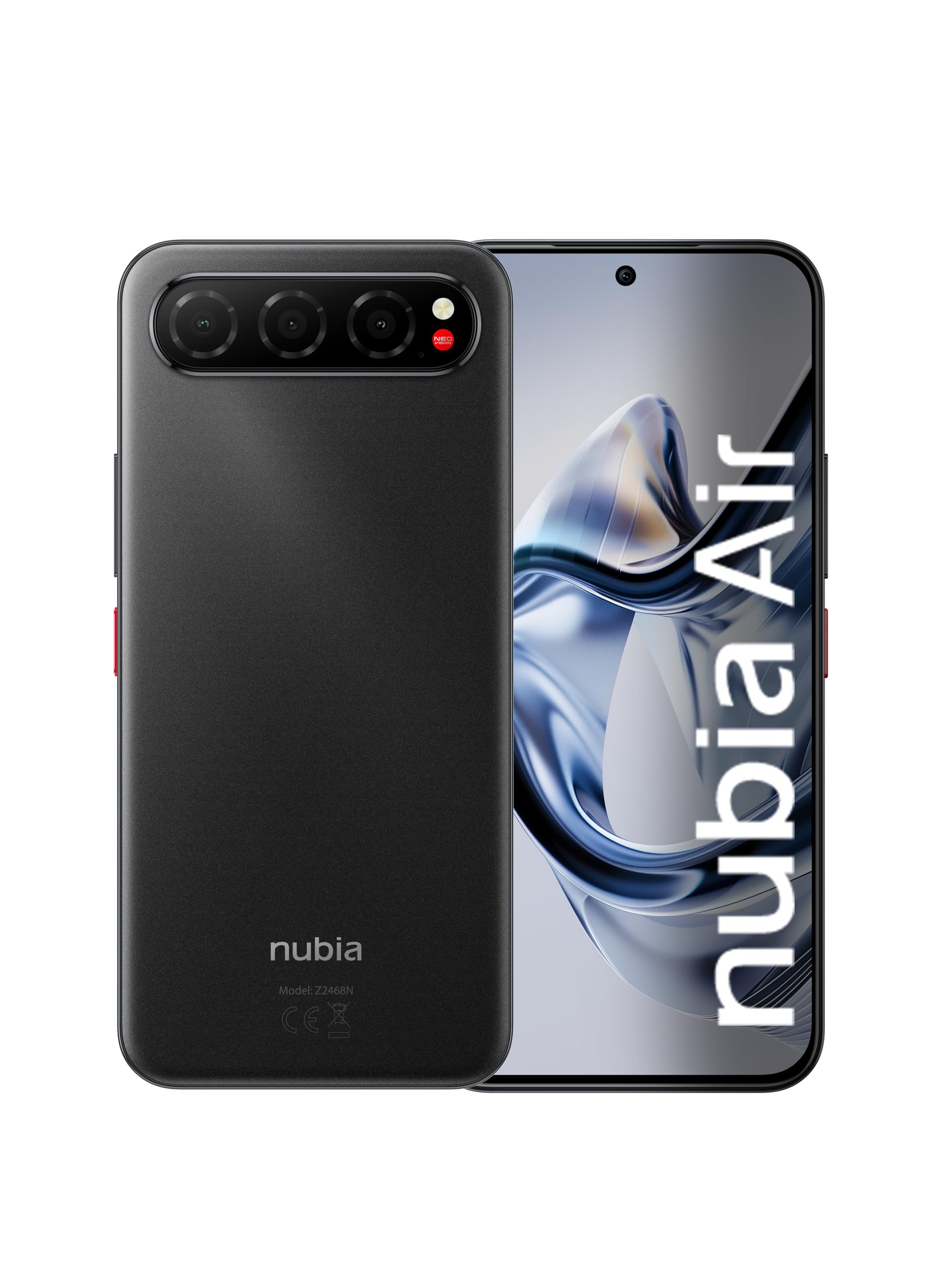 nubia AIR 5G Smartphone – 6,78 Zoll 1,5K AMOLED Display, 6,7 mm Ultra-dünnes Gehäuse, 8GB RAM+256 GB ROM, 50 MP Dreifachkamera, 5000 mAh Akku, 33W Schnellladung, Smartphone ohne Vertrag, Schwarz