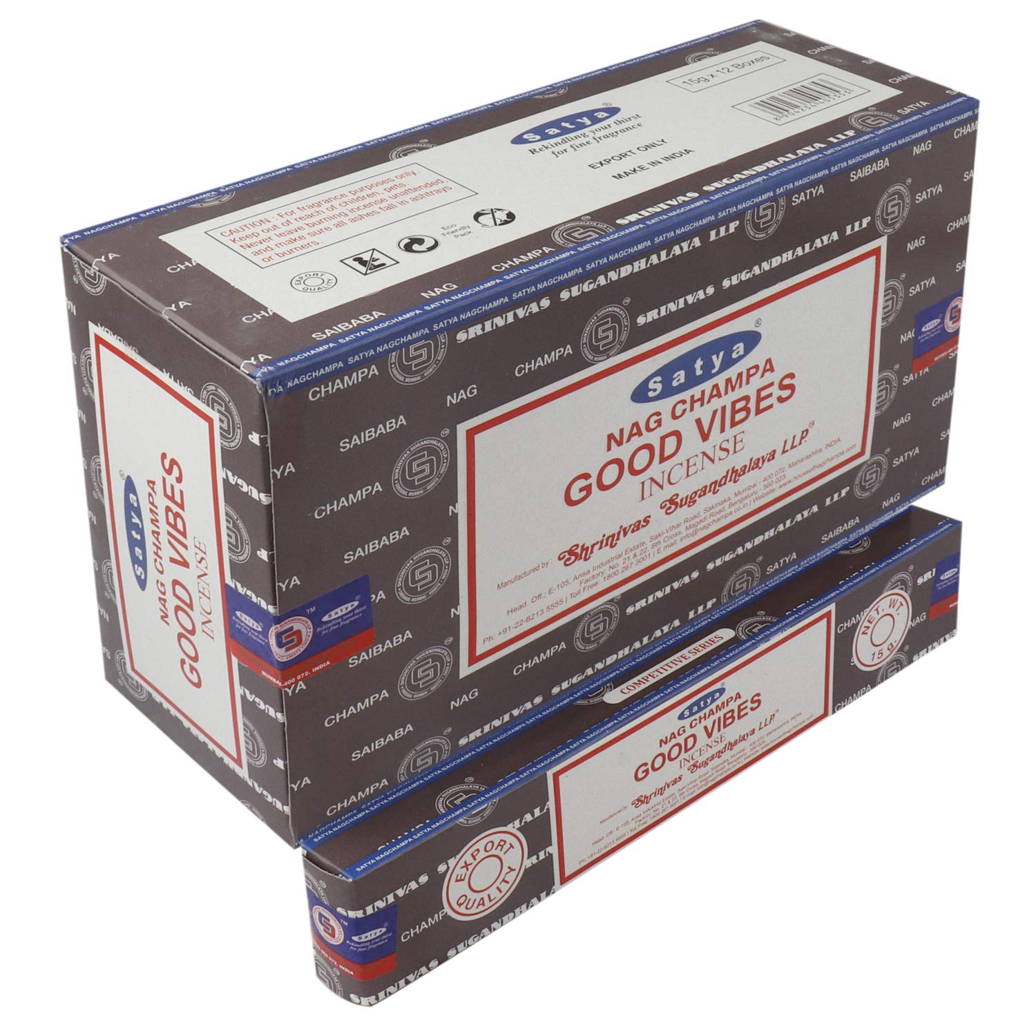 Satya Nag Champa Good Vibes Fragrance Incense Stick Pack Of 12 Aggarbatti Home Scent Fragrance Aromatherapy 15G X 12 Pack (180G)