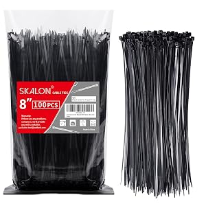 Zip Ties 8 inch 100 Pack 40lbs Tensile Strength Black Cable Ties Wire Ties for indoor and outdoor