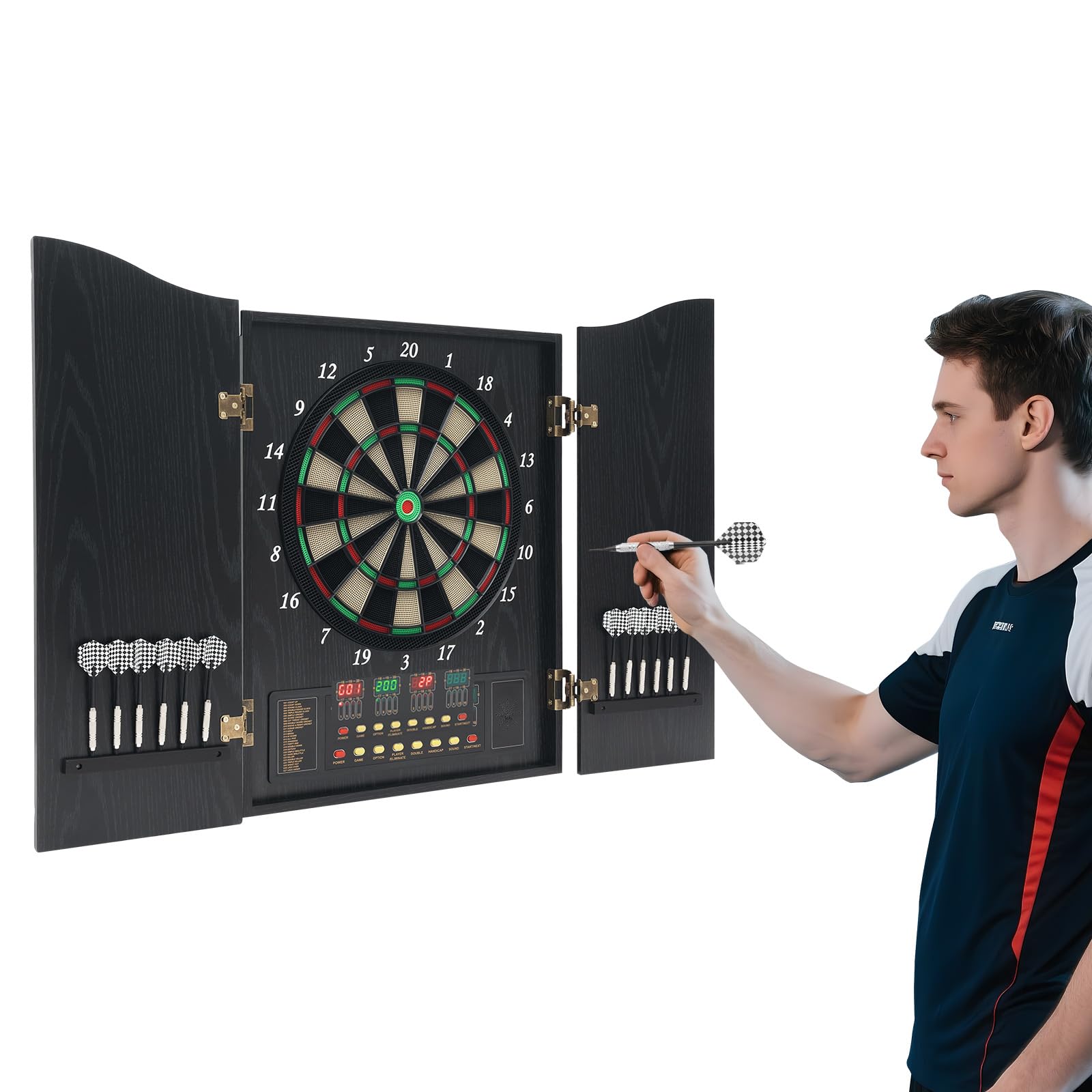 Diana para 27 juegos, 16 jugadores, MDF, montaje en pared | PP,ABS,LED,Sprachausgabe,243 varianten,12 Darts,88 Tips,Adapter,102cm,9.5kg,Partyspiel,Kneipe,Büro,Zuhause