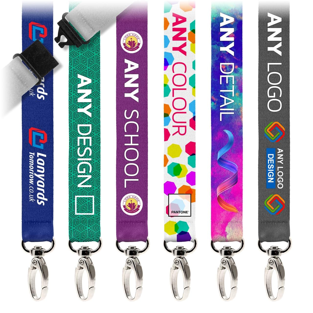 50x Personalised Lanyard By Lanyards Tomorrow Full-Colour Dye Sublimation CUSTOM Neck Straps ADD LOGO and TEXT With Safety Pull Breakaway Quick Release and Metal Clip (20mm (2cm) Width)