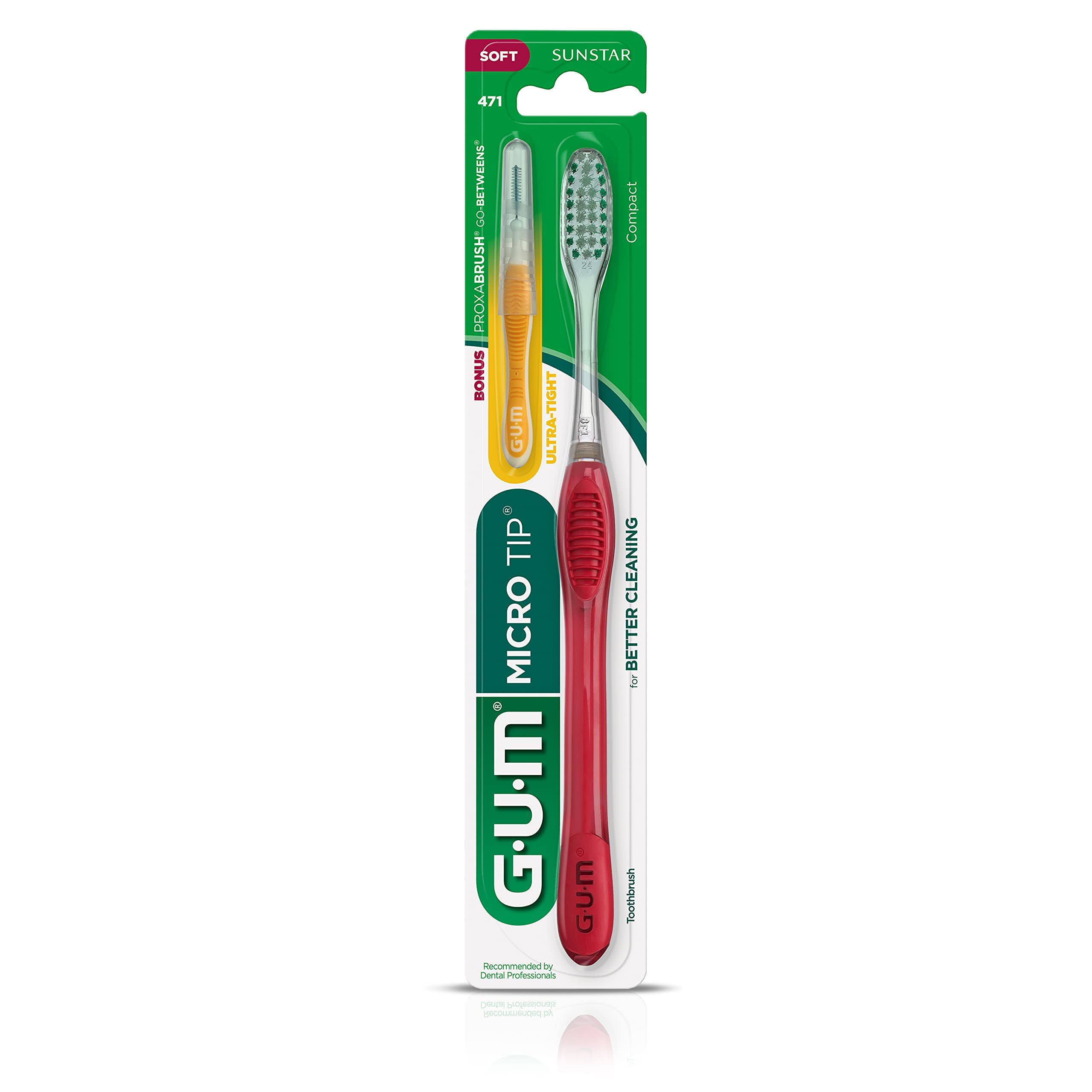 GUM 471 Micro Tip Compact Soft Toothbrush, Colors May Vary (4)