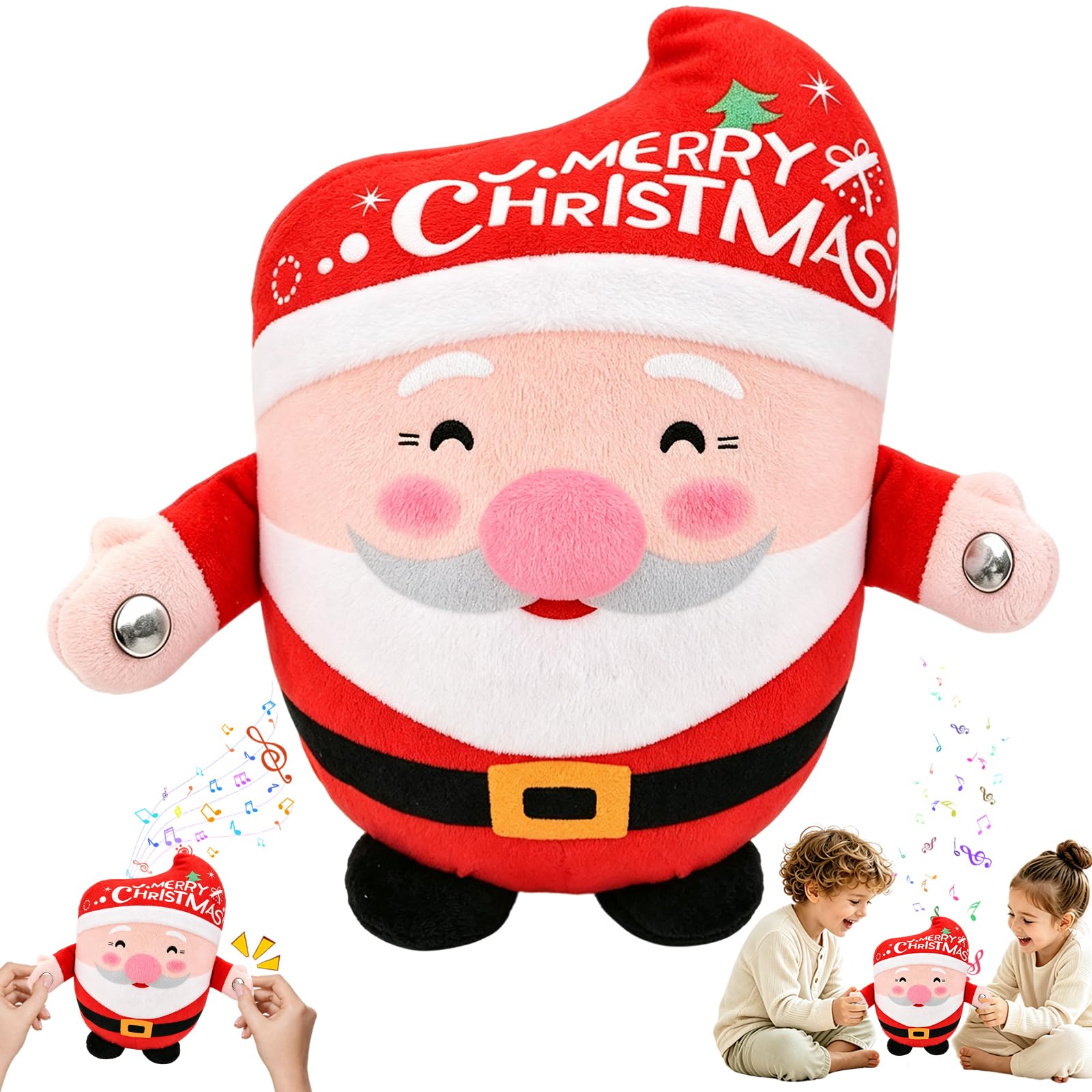 Interactive Music Plush Toy, Touch Sensor Father Christmas Plushies
