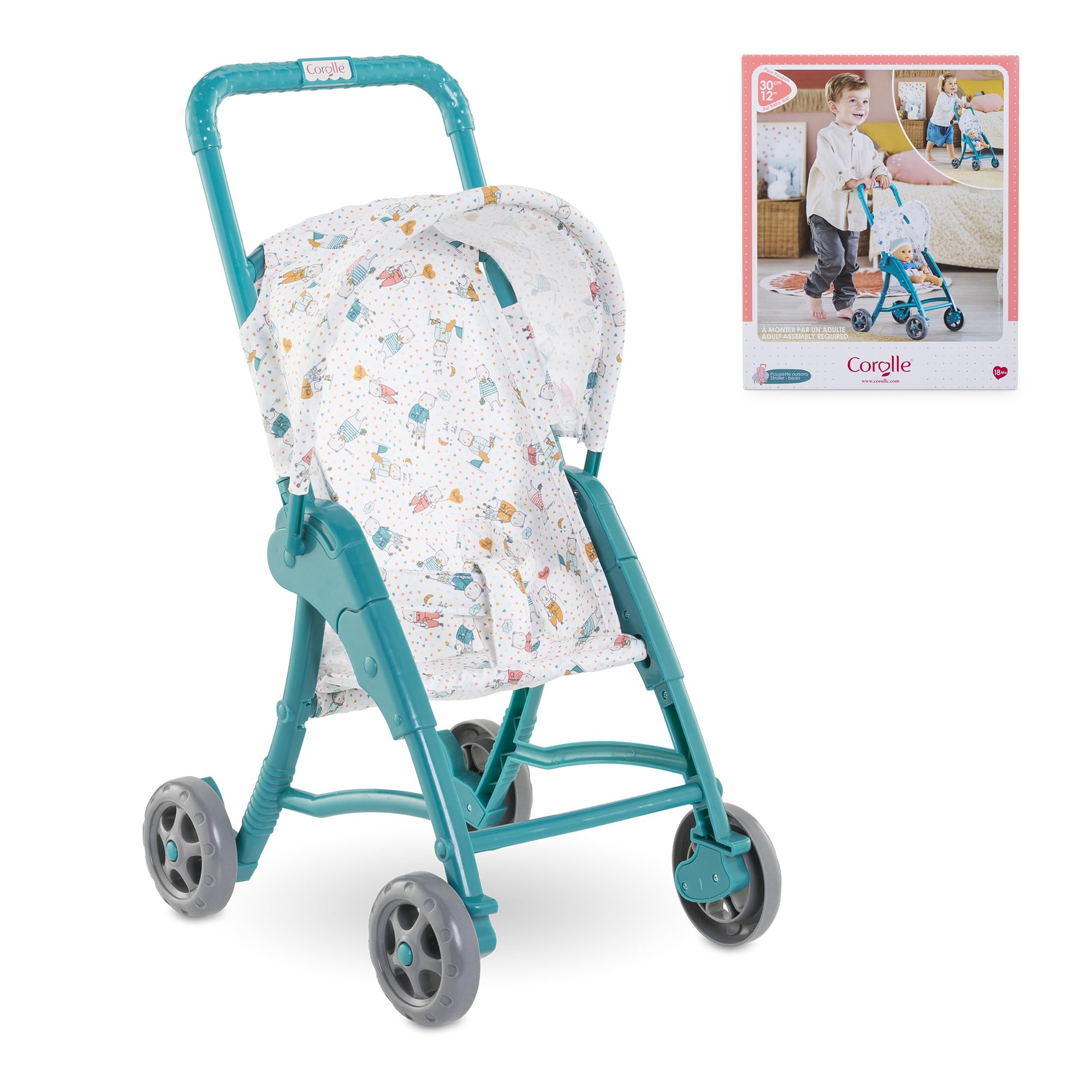 Corolle - Poussette Oursons, Accessoire, pour Poupon 30cm, dès 18 Mois, 9000111000