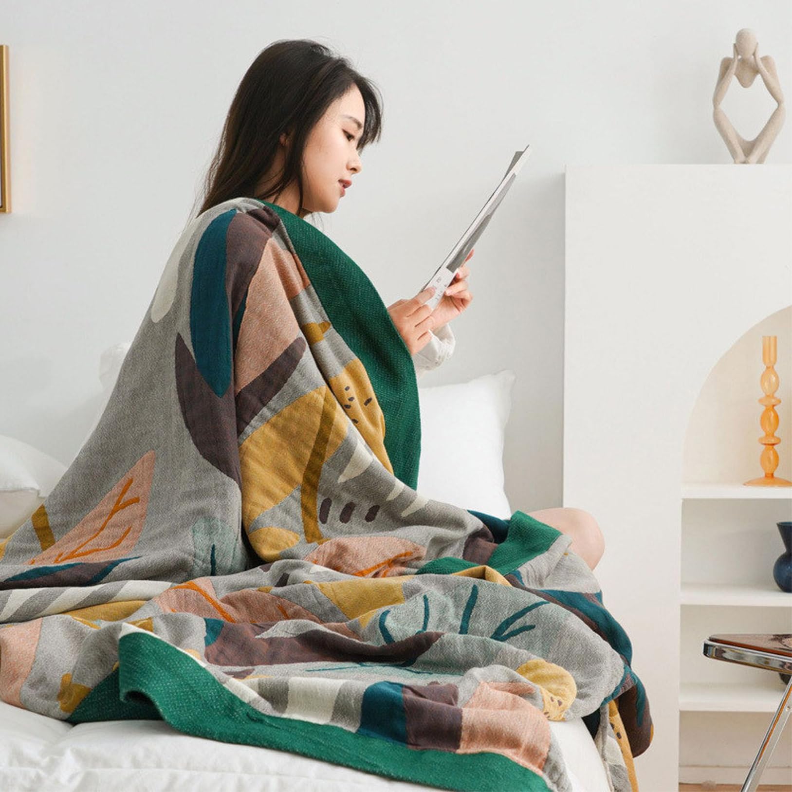Amazon.co.jp: ブランケット 大判 毛布 綿 天然素材 エスニック ガーゼ