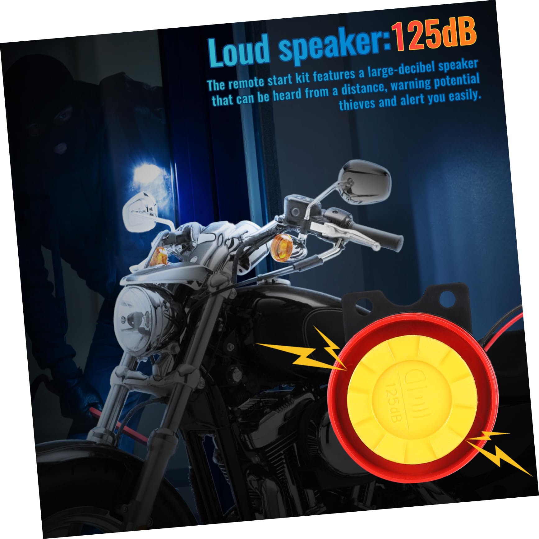 Sistema di Allarme per Moto 12v Sensibilità Regolabile, Avviamento Motore da Remoto, 2 Telecomandi e Altoparlante Potente per Sicurezza