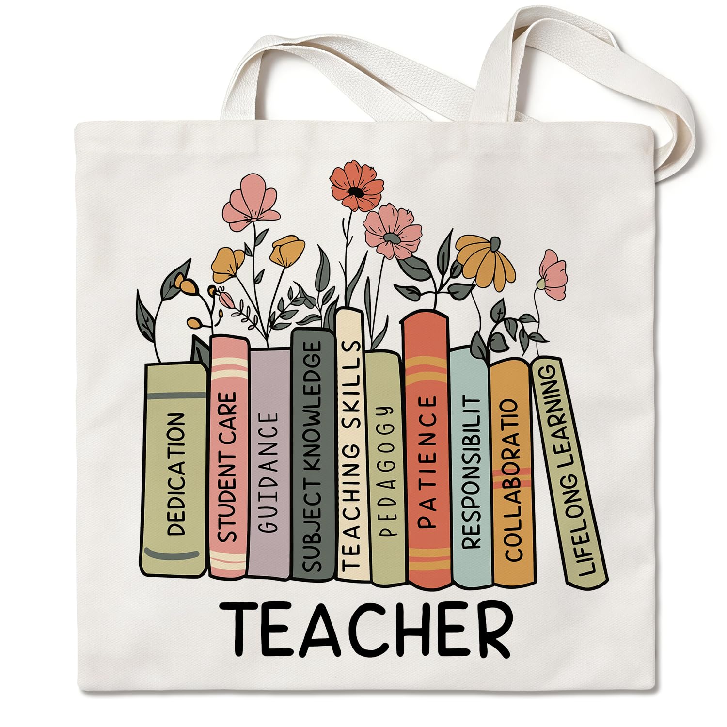 Teacher Gift Canvas Tote Bag Teacher Appreciation Gift for Women Large Reusable Shoulder Bag for Shopping Work Travel
