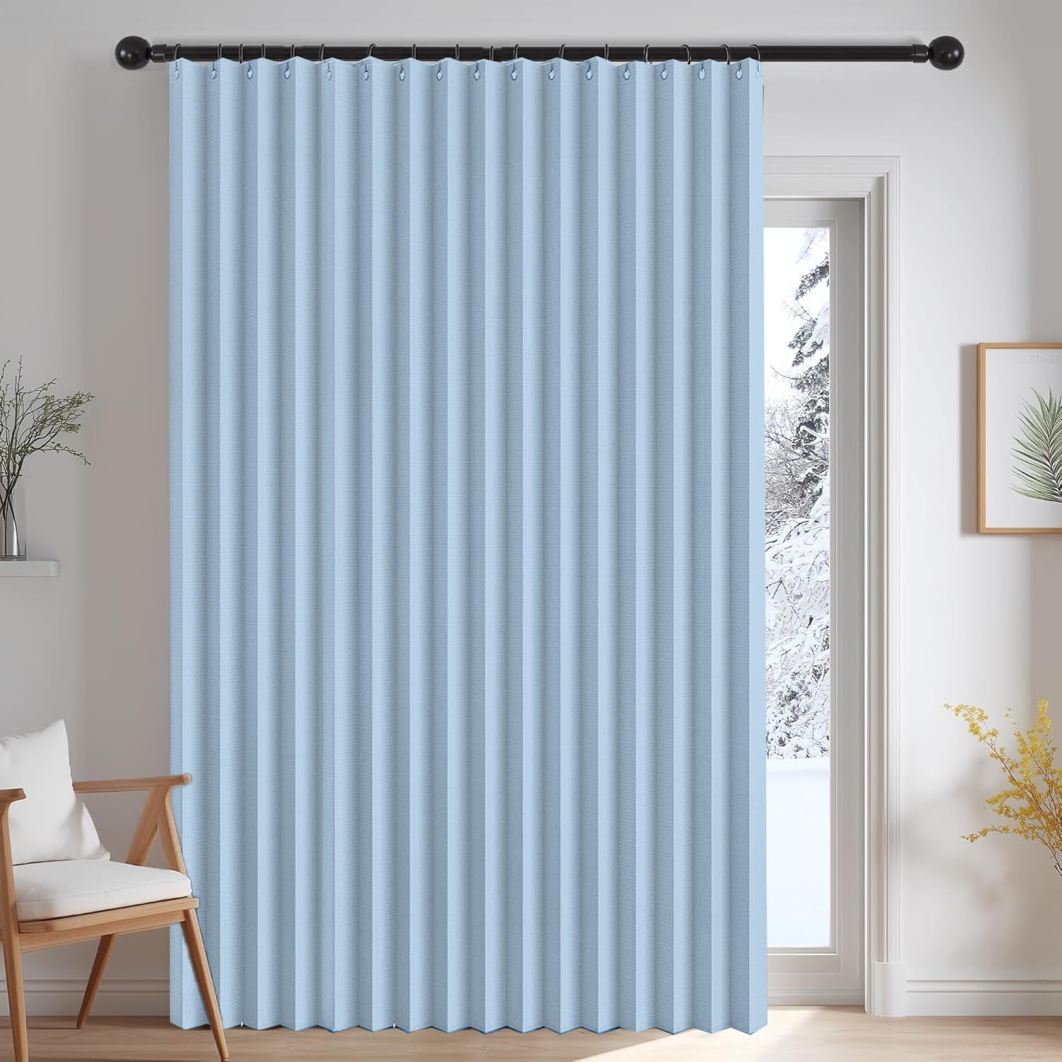Cloison de séparation pliable pour salon, chambre à coucher et cuisine - Isolation thermique et blocage de la lumière - Bleu ciel - 240 x 180 cm