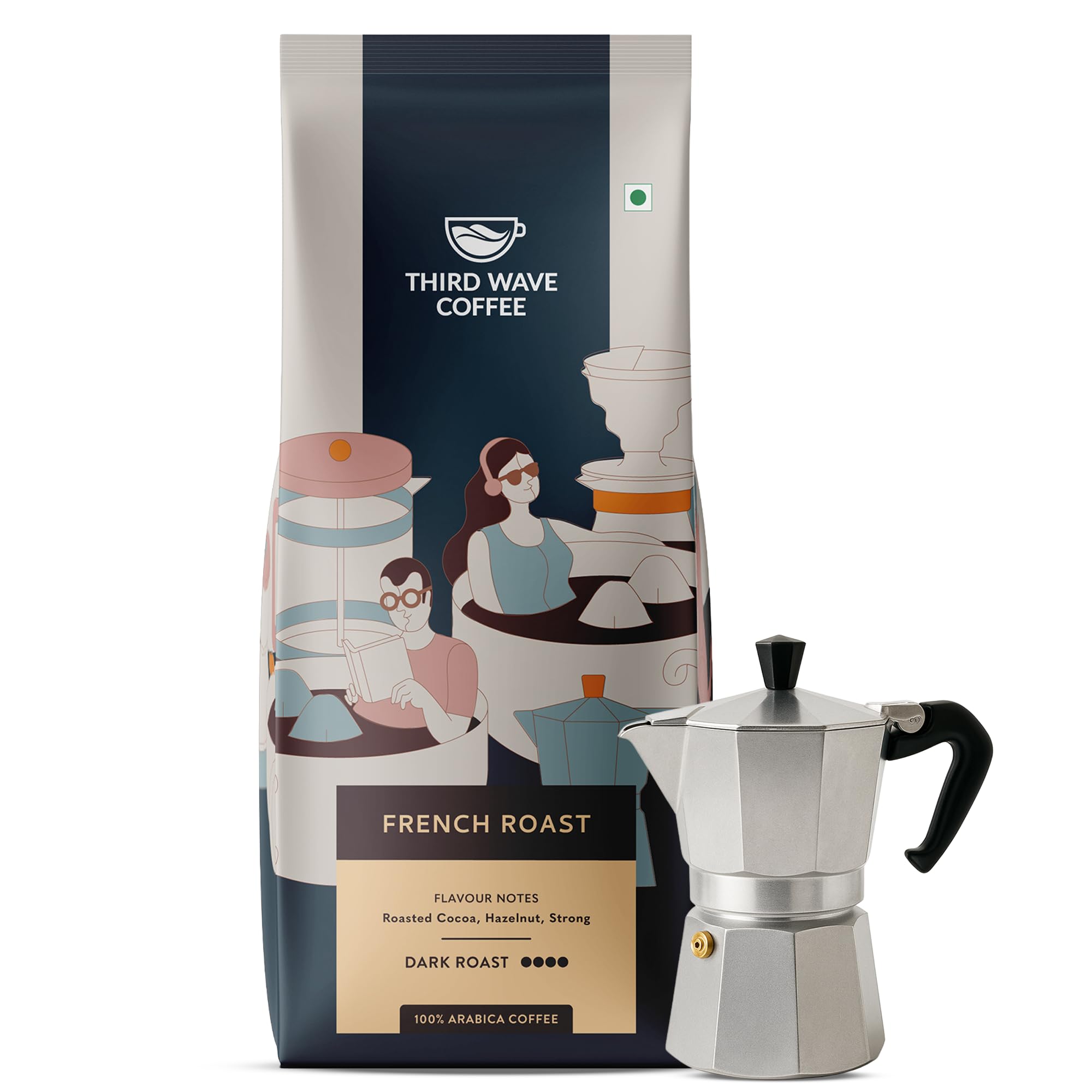 THIRD WAVE COFFEE French Roast Arabica Coffee, 250 gram (Moka Pot/Home Espresso Machine)