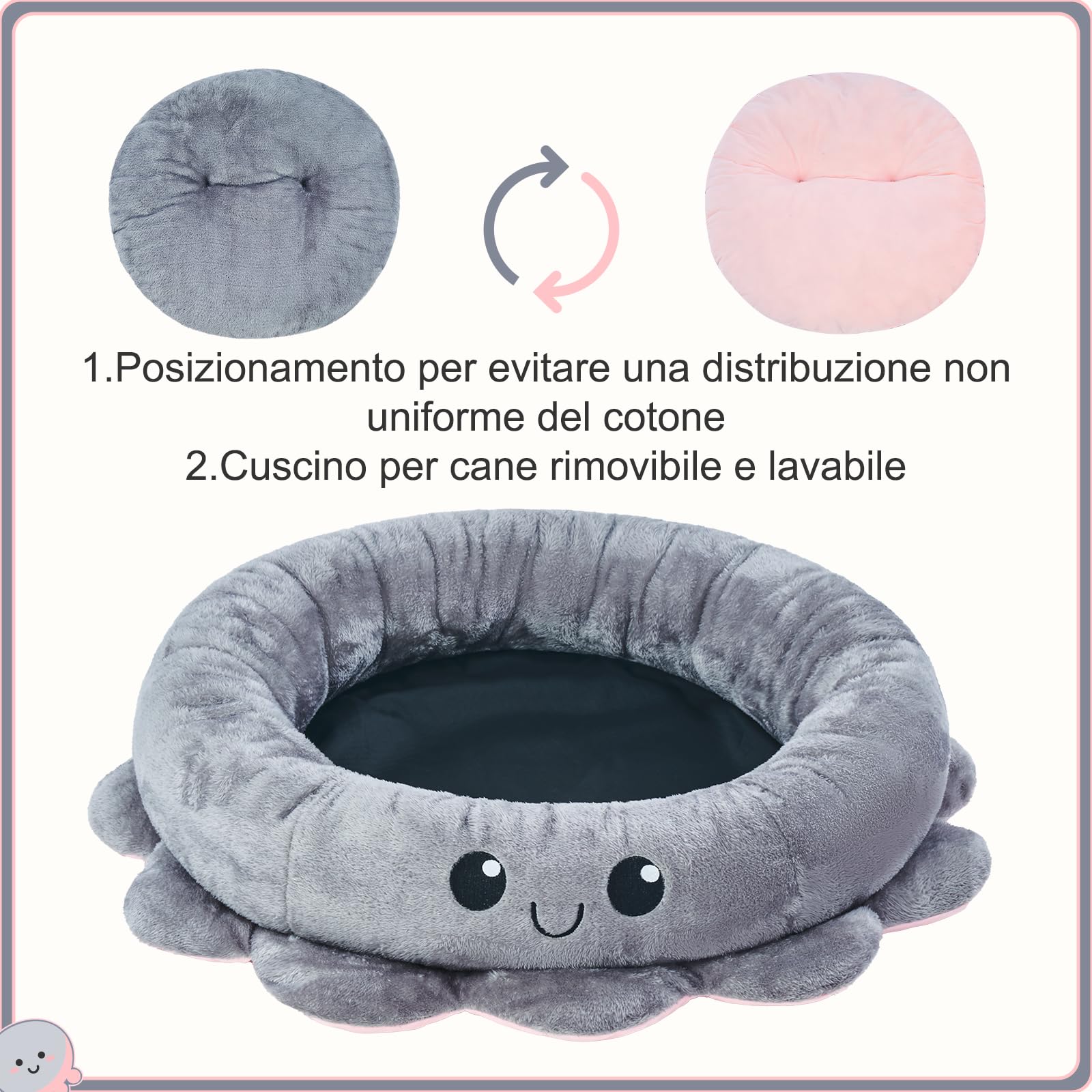 Jiupety Octopus Cuccia per cani, grigio, L