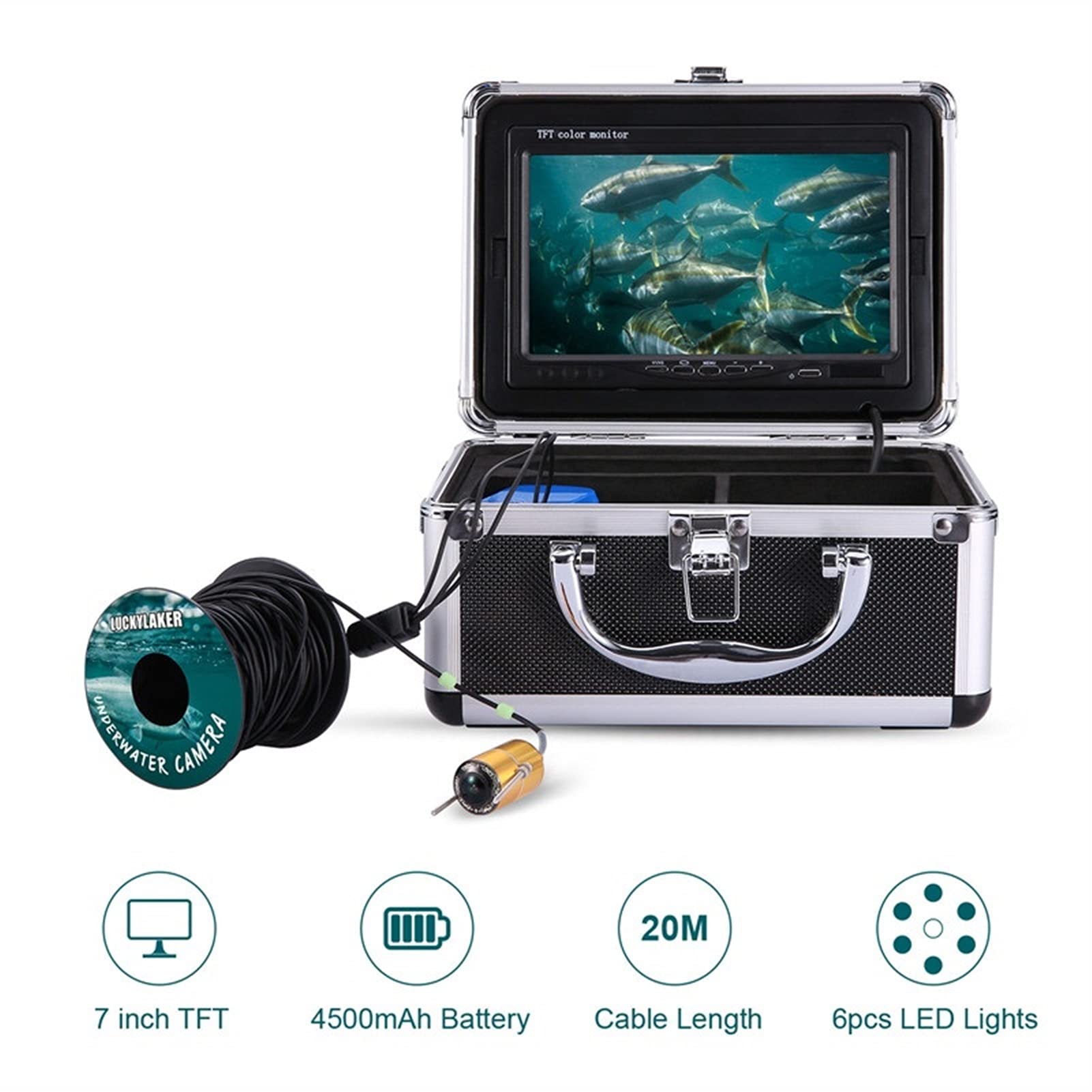 Podwodna kamera wędkarska, Wideo Fish Fisher 7 cal LCD Monitor Kamera Zestaw do zimowej podwodnej wędkowania podwodnego podświetlenia Chłopiec/Męski prezent