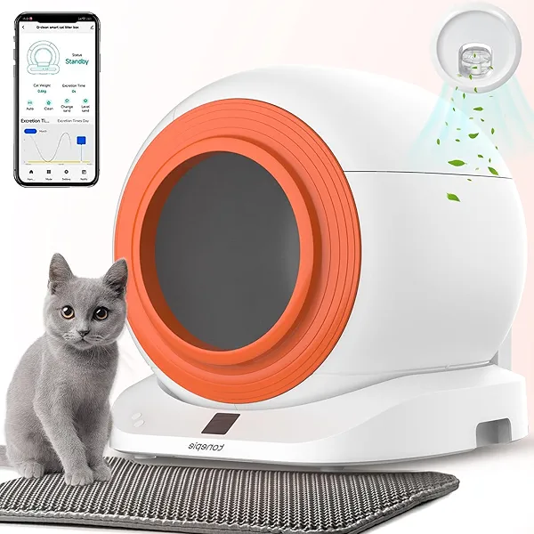 Self-Cleaning Cat Litter Box, New Model Anti-Pinch Automatic Box for Multiple Cats, Safety Large Cat Litter Box, WiFi-2.4G/APP Control, Smart Health Monitor, Easy Clean (White)