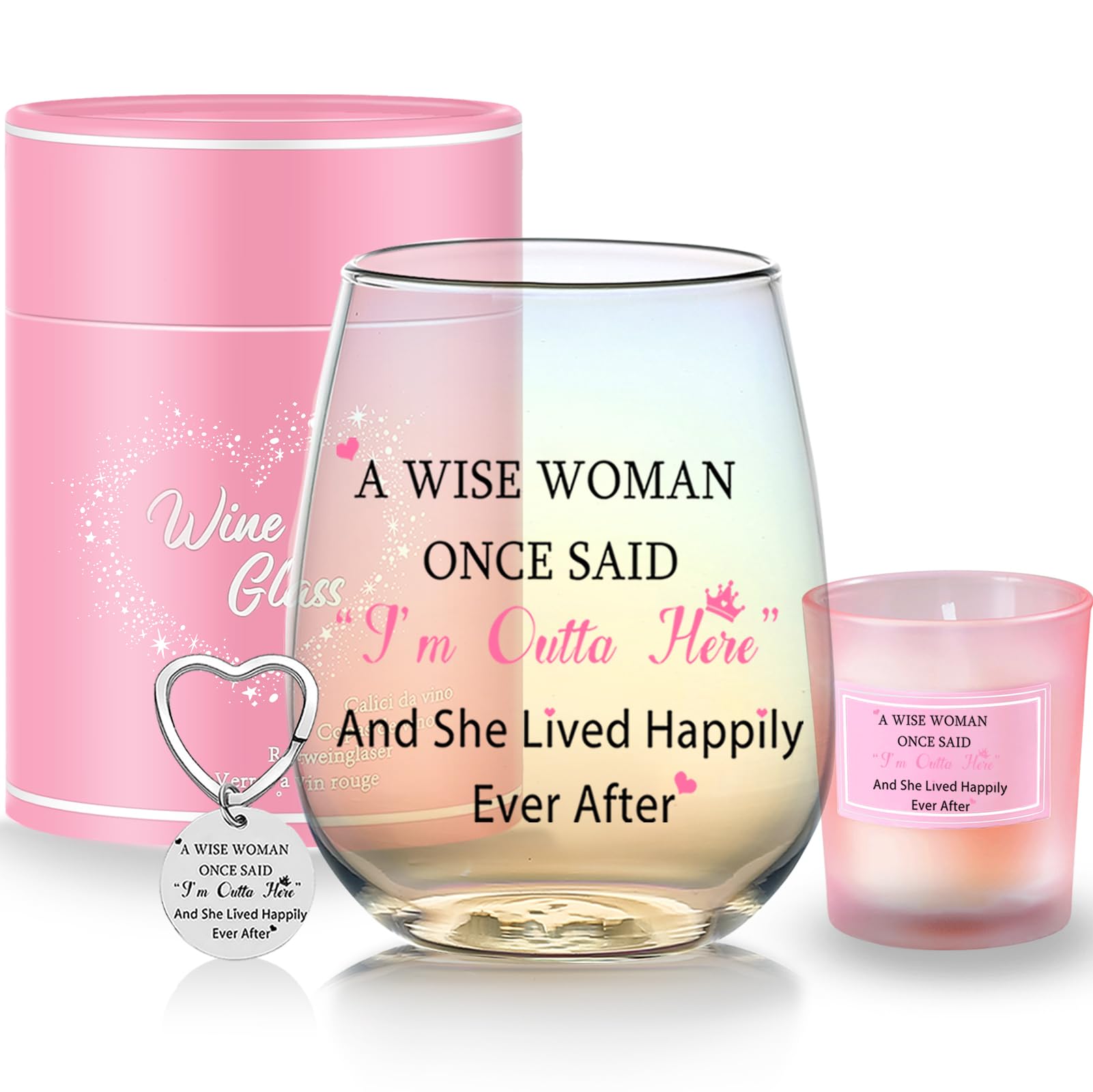 Leaving Gifts for Colleagues Iridescent Wine Glasses Retirement Gifts for Women Thank You Goodby Gifts for Colleagues Friend Birthday Teacher Presents for Colleagues Women Pink Ladies Gifts