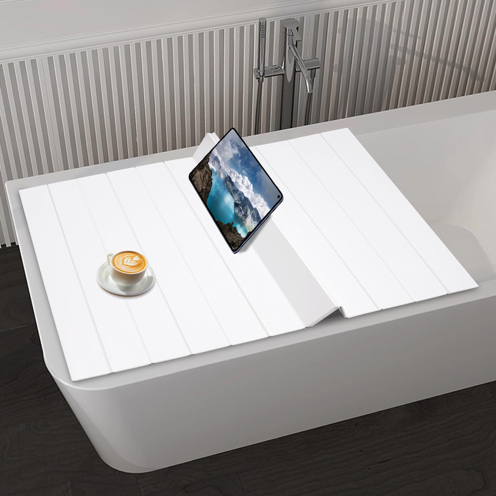 Copertura per vasca da bagno, 150 x 70 cm, pieghevole, in PVC, per la casa, il bagno, colore: bianco
