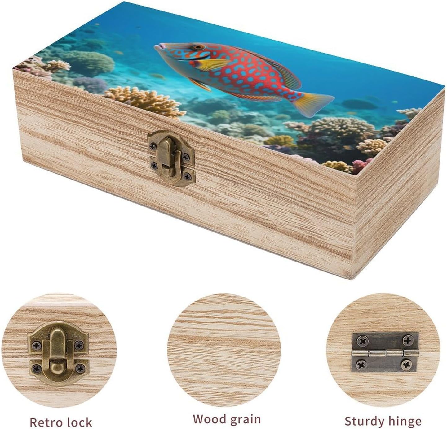 Tropical Fish Wooden Gift Boxes Memory Box for Keepsakes image 3