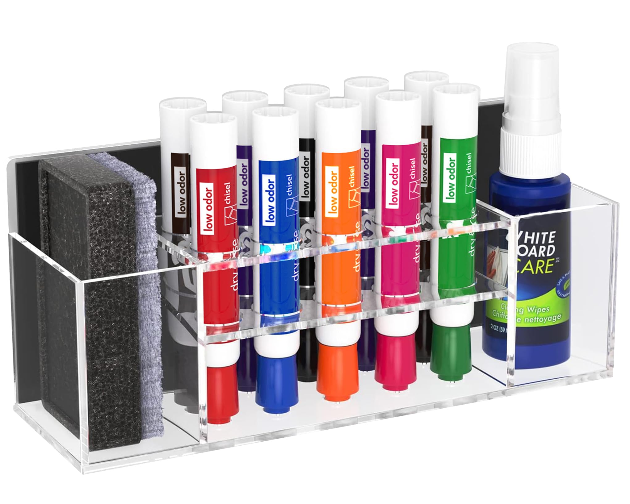 Photo 1 of HBlife Acrylic Magnetic Dry Erase Marker Holder for Whiteboard, Wall Mount 10 Slots Magnet Pen Pencil Holder for Fridge Refrigerator, Locker Organizer Accessories for School Classroom Office, Clear
