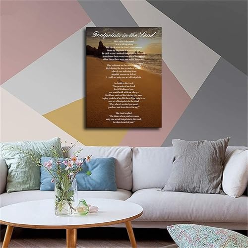 Miniatura 3 de VhoMes Póster de huellas inspiradoras de poema en la arena, decoración de pared para el hogar, lienzo, impresión de imagen HD, decoración de