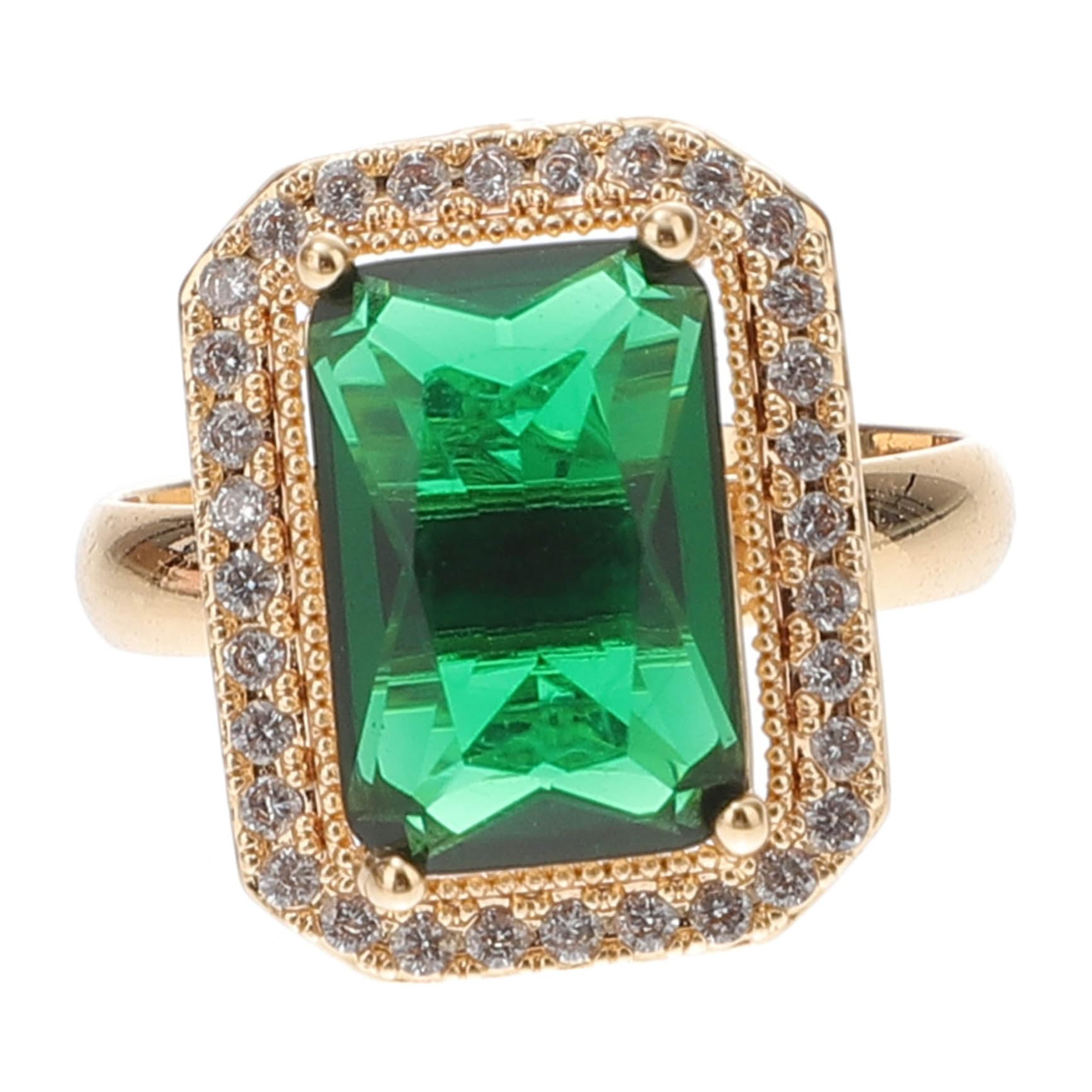 CALLARON Zircon Ring Emerald for Women Fashionable Ring Engagement Wedding Classic