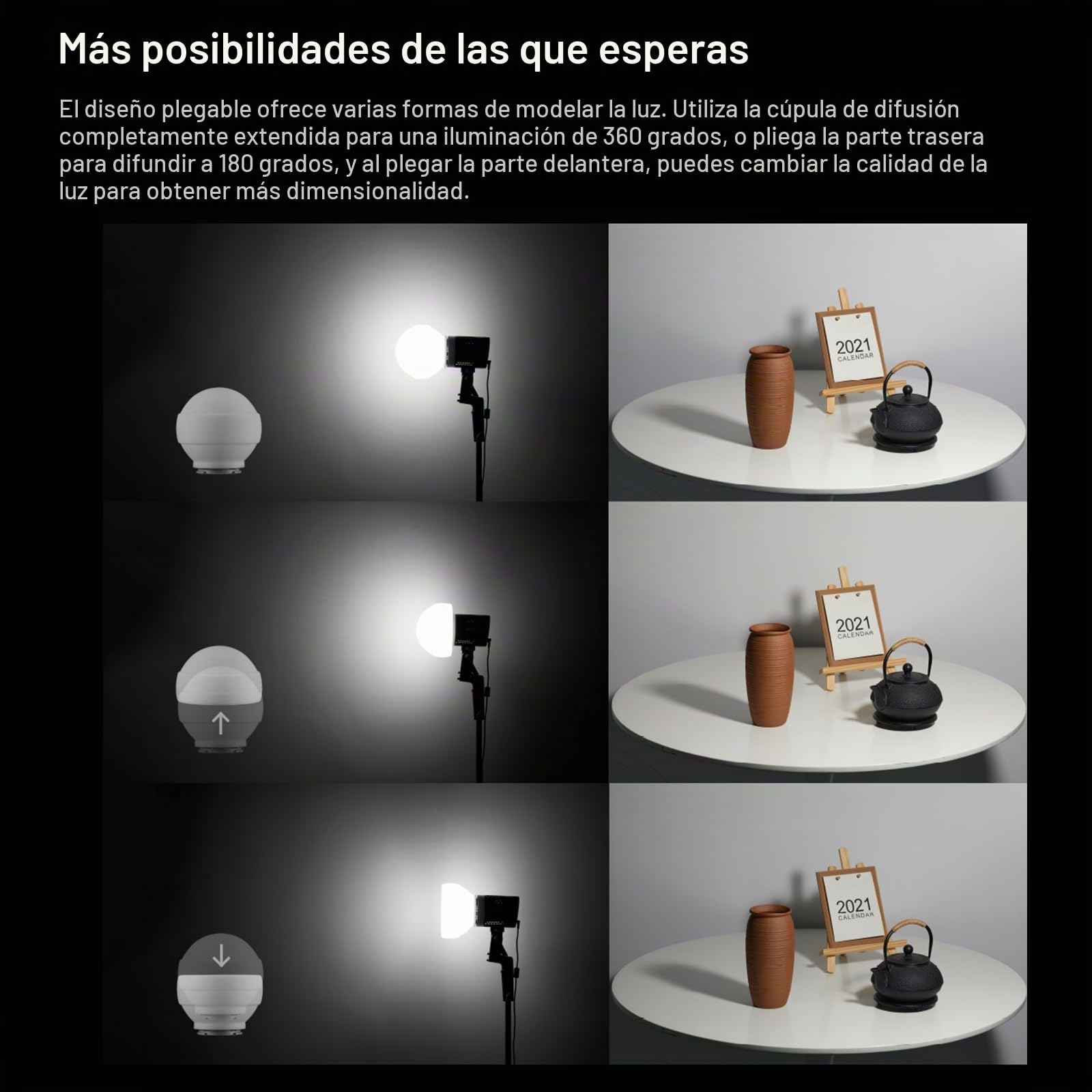 Godox Difusor de Domo ML-CD15 con 3 adaptadores para luz de Flash, modificador de luz Suave Plegable para Godox AD100PRO AD200PRO AD300PRO AD400PRO V1 V860II V860III TT685II TT600 ML60 ML60Bi