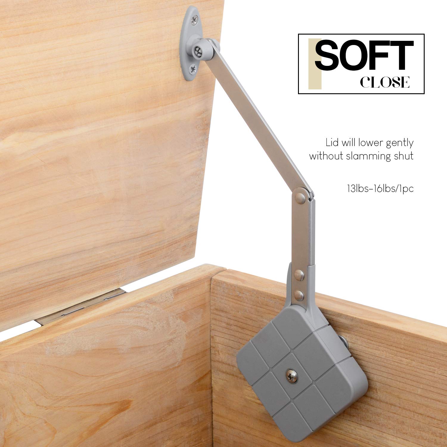 Morinbo Toy Box Hinges Soft Close Lid Stay 90 Degree Open, Lid Support