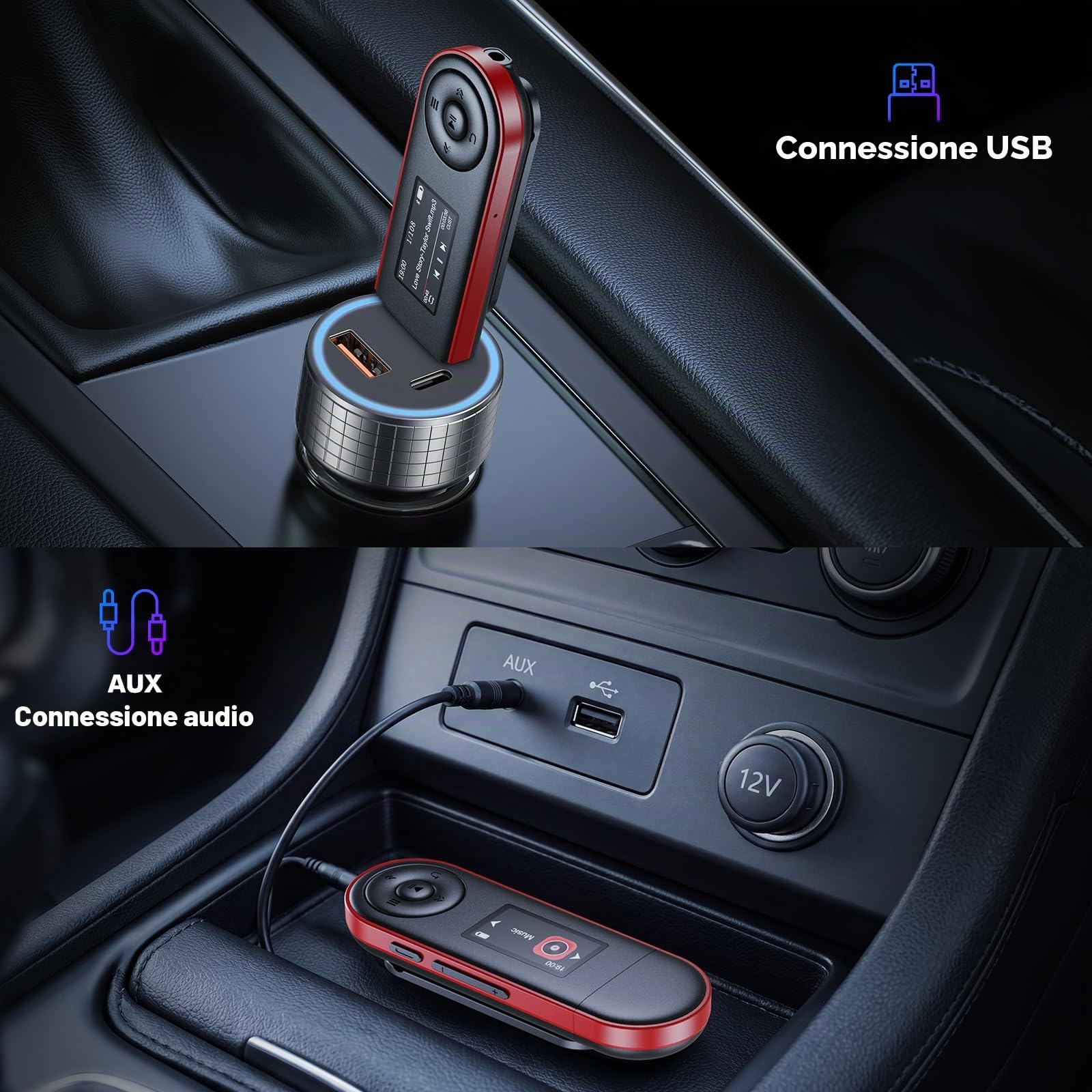 Lettore MP3 64GB Bluetooth 5.3, Chiavetta USB Plug & Play, Ultra-leggero 28g, Pulsanti Fisici per Controllo alla Cieca, Clip Sportiva per Corsa, Riproduzione per Cartelle, Radio FM, Registratore