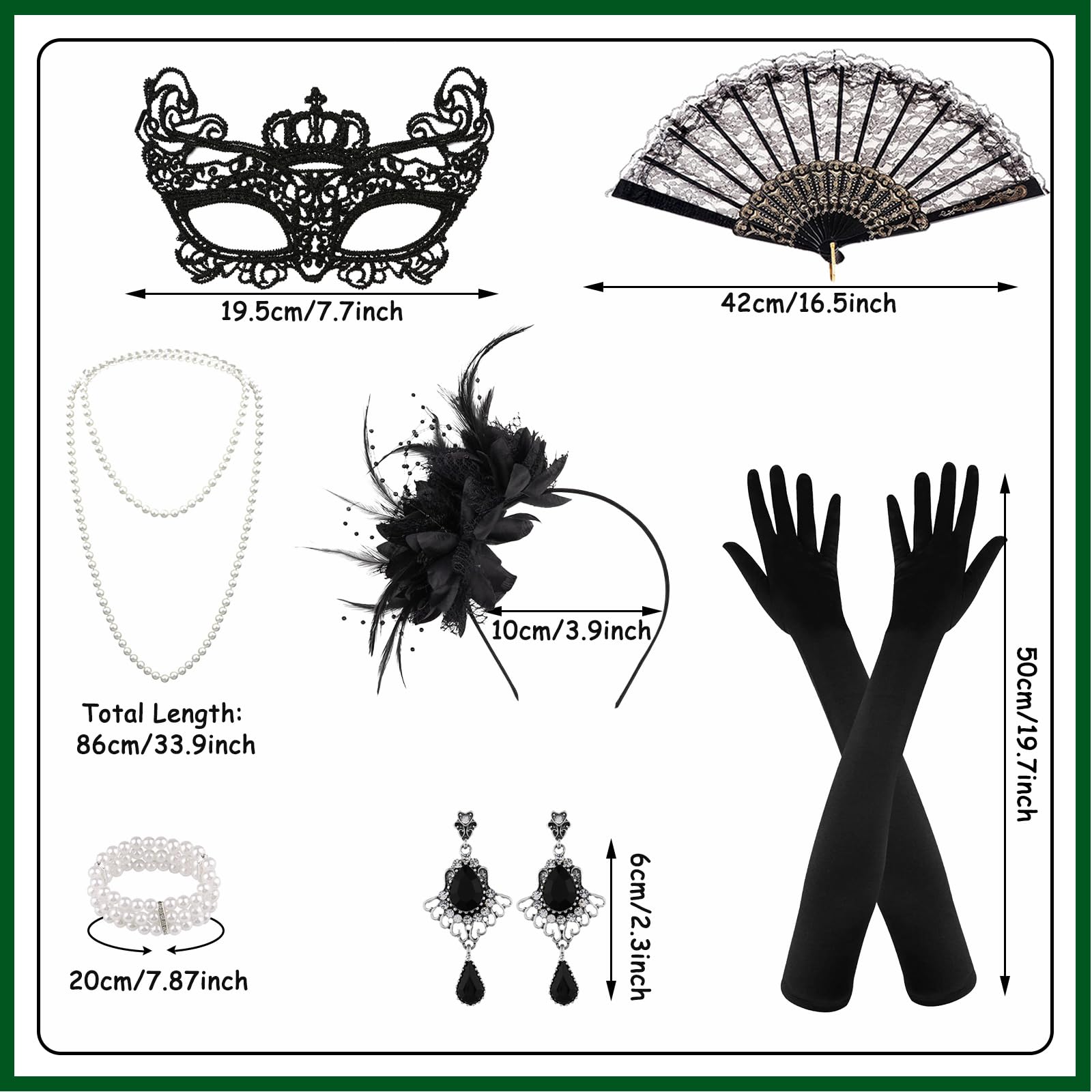 8Pcs 1920s Flapper Great Gatsby Accessories Set - Image 2