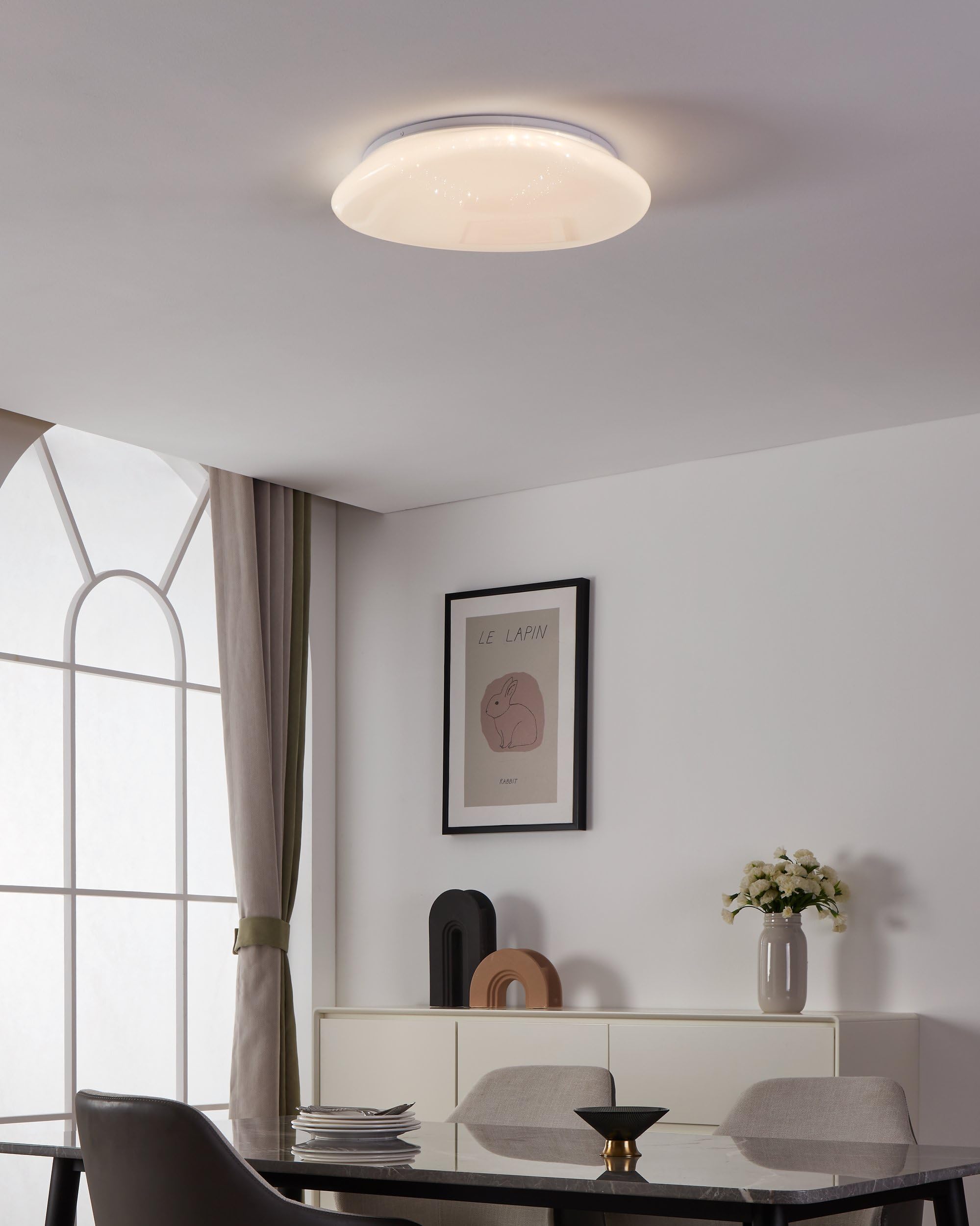 Eglo connect.z Smart Home Led plafoniera Sileras-Z, plafoniera cielo | stellato, ZigBee, app e controllo vocale, colore della luce regolabile, dimmerabile, Ø 43 cm