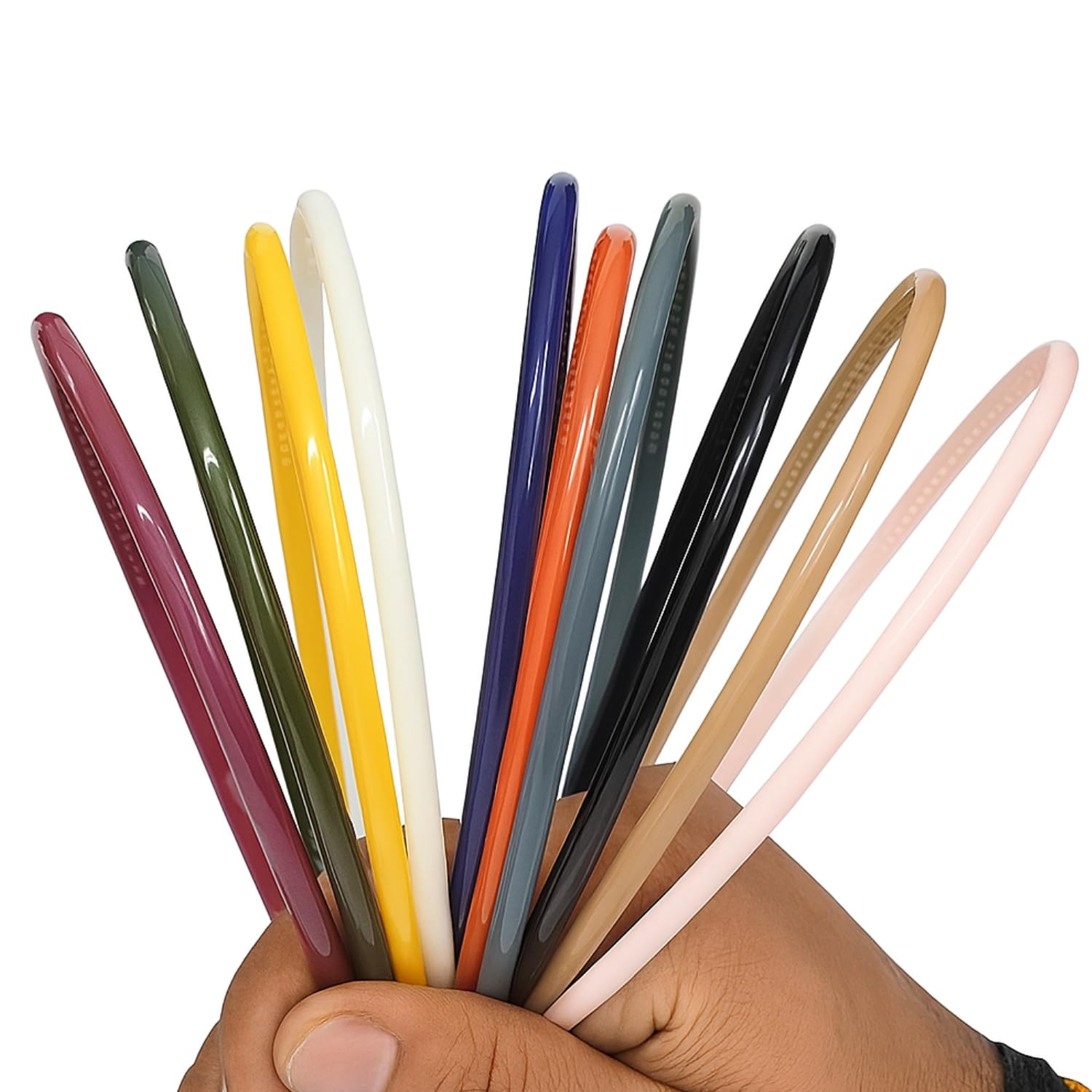 ANNA CREATIONS 12-Pack Thin Glossy Plastic Headbands with Teeth – Multicolor, Medium Size – Lightweight & Durable Hair Bands for Women, Girls, Teens & Kids – Ideal for DIY, Sports & Everyday Use-image-23