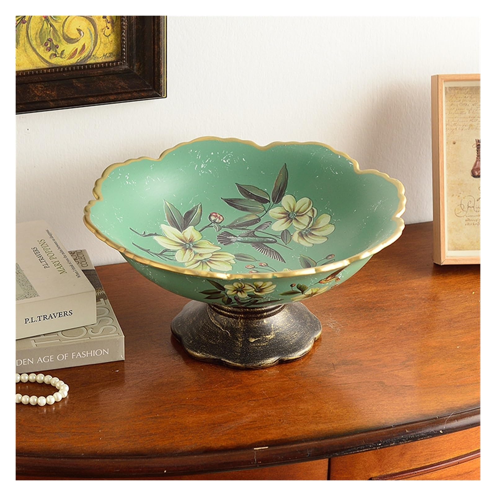 HPTHLY Fruit Plate Standing Fruit Display Tray Home Ceramics Candy Snack Tray Living Tableware Bread Plate Food Container Snack Plate Decoration Fruit Bowl (G)