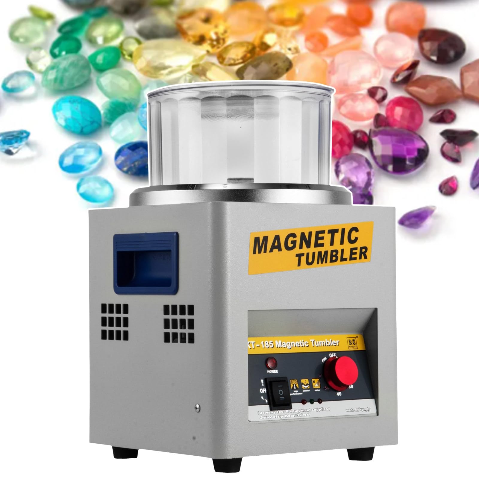SENJINGHUA Jewelry Polisher Tumbler, 2000 RPM Finisher, 7.3 Inch Magnetic Polisher Tumbler Jewelry Machine, 1-60 Min Time Control, for Jewelry/Bi-Rolling,110V