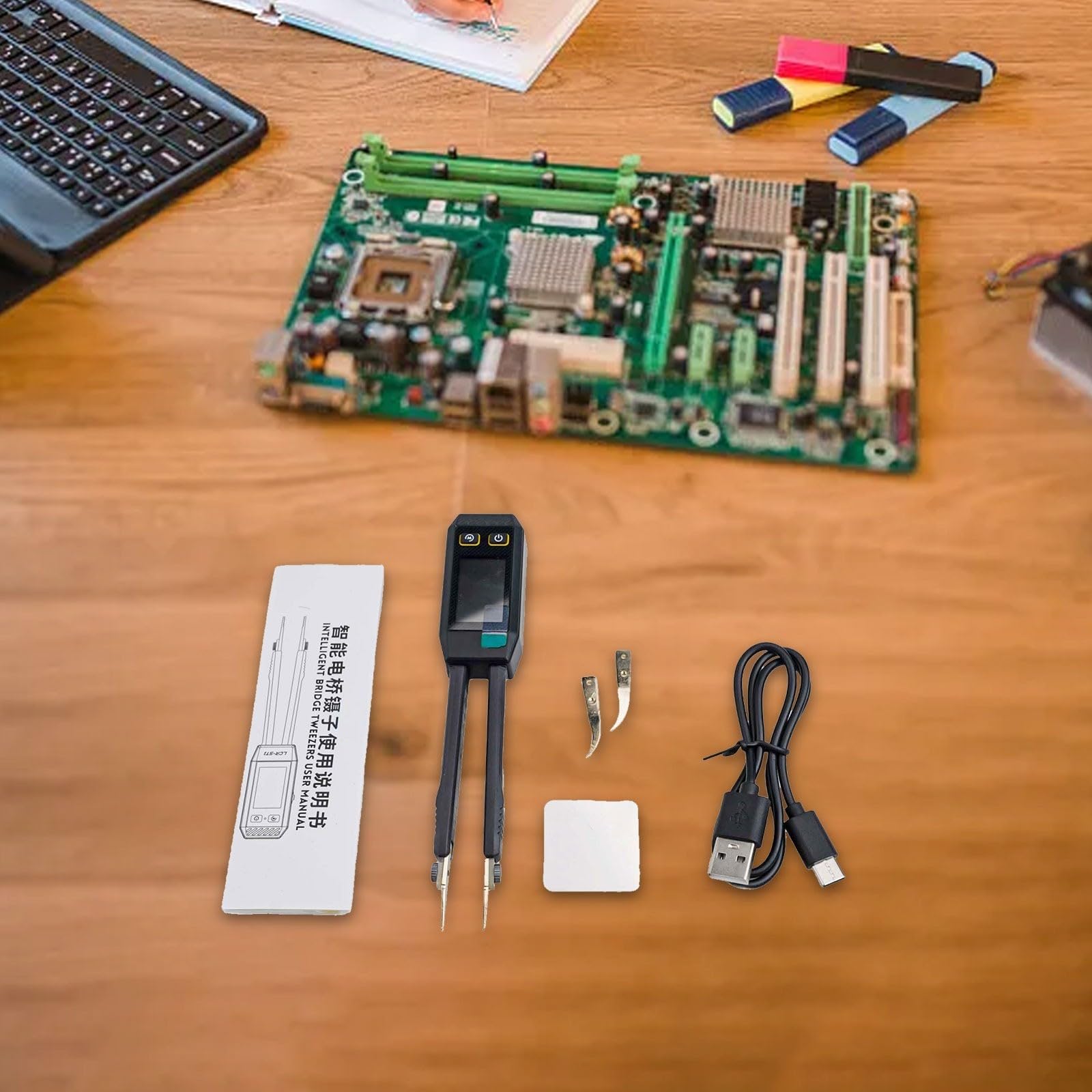 Pinzas inteligentes LCRST1 Digital BridgeMeter con pantalla de 1,14 pulgadas prueba de frecuencia múltiple y capacidades de almacenamiento de datos