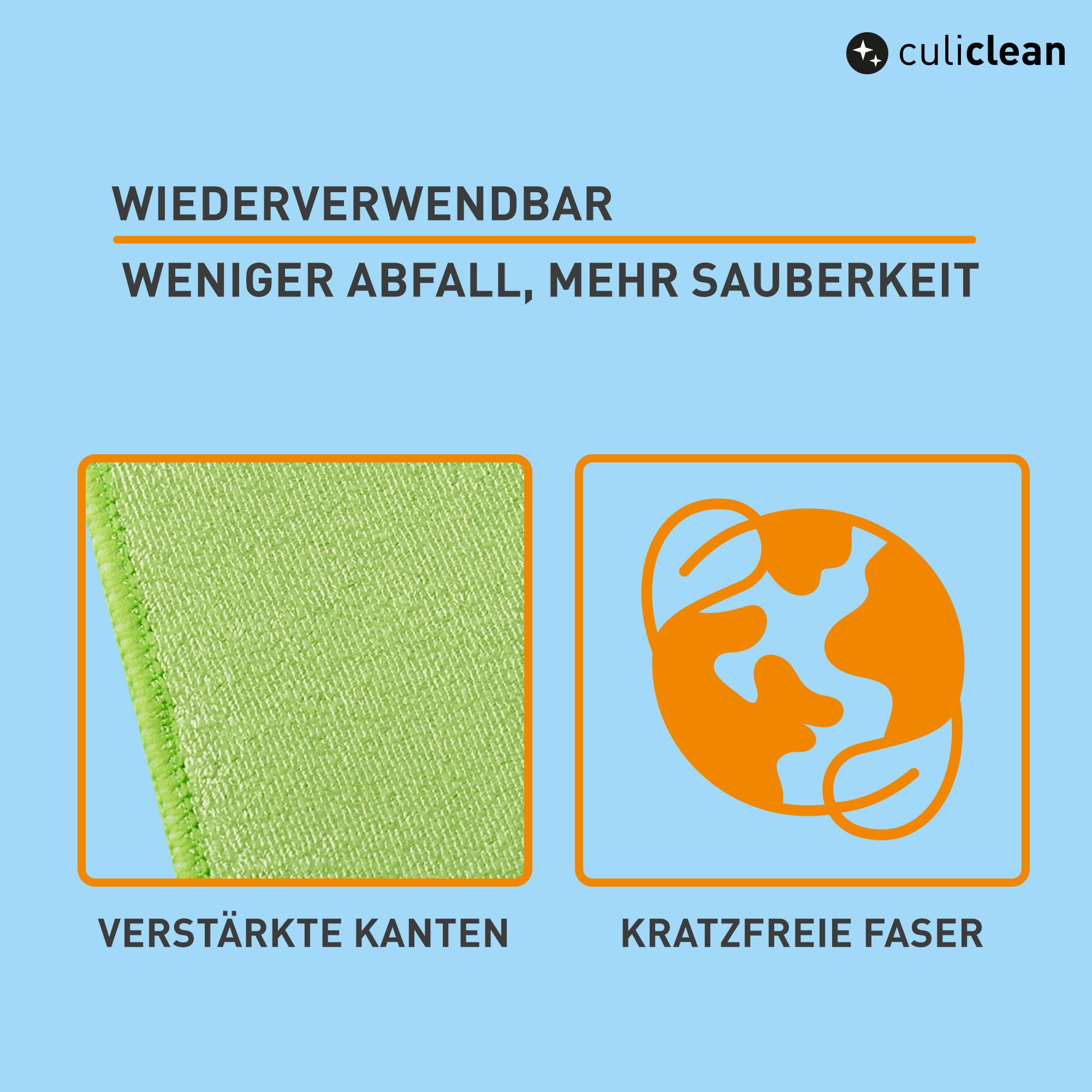 culiclean Spüllappen waschbar – extrem saugfähig, blau, 40 Stück | Spültücher Küche, Schwammtücher, Putzlappen, 23x23cm, 60°C waschbar, trocknergeeignet, schnell trocknend, geruchsfrei