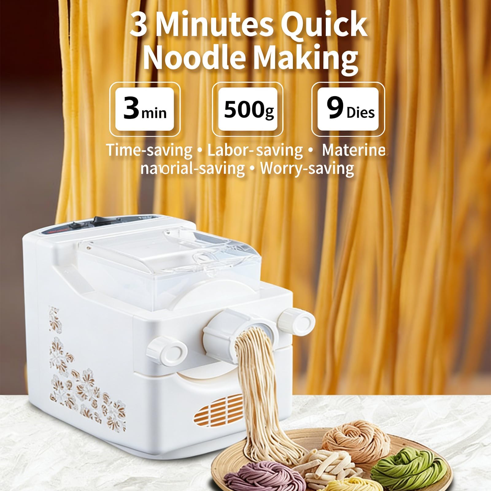 Máquina para hacer pasta con 9 moldes, máquina para amasar/hacer fideos