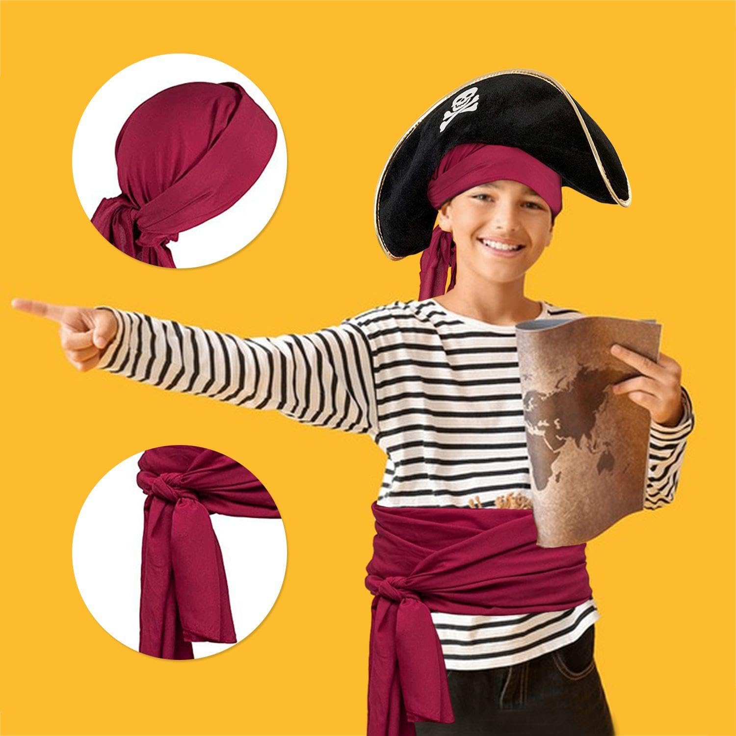 1 x bandana piracka, 1 x pasek, 1 opaska na oczy, kapelusz piracki, akcesoria dla kobiet