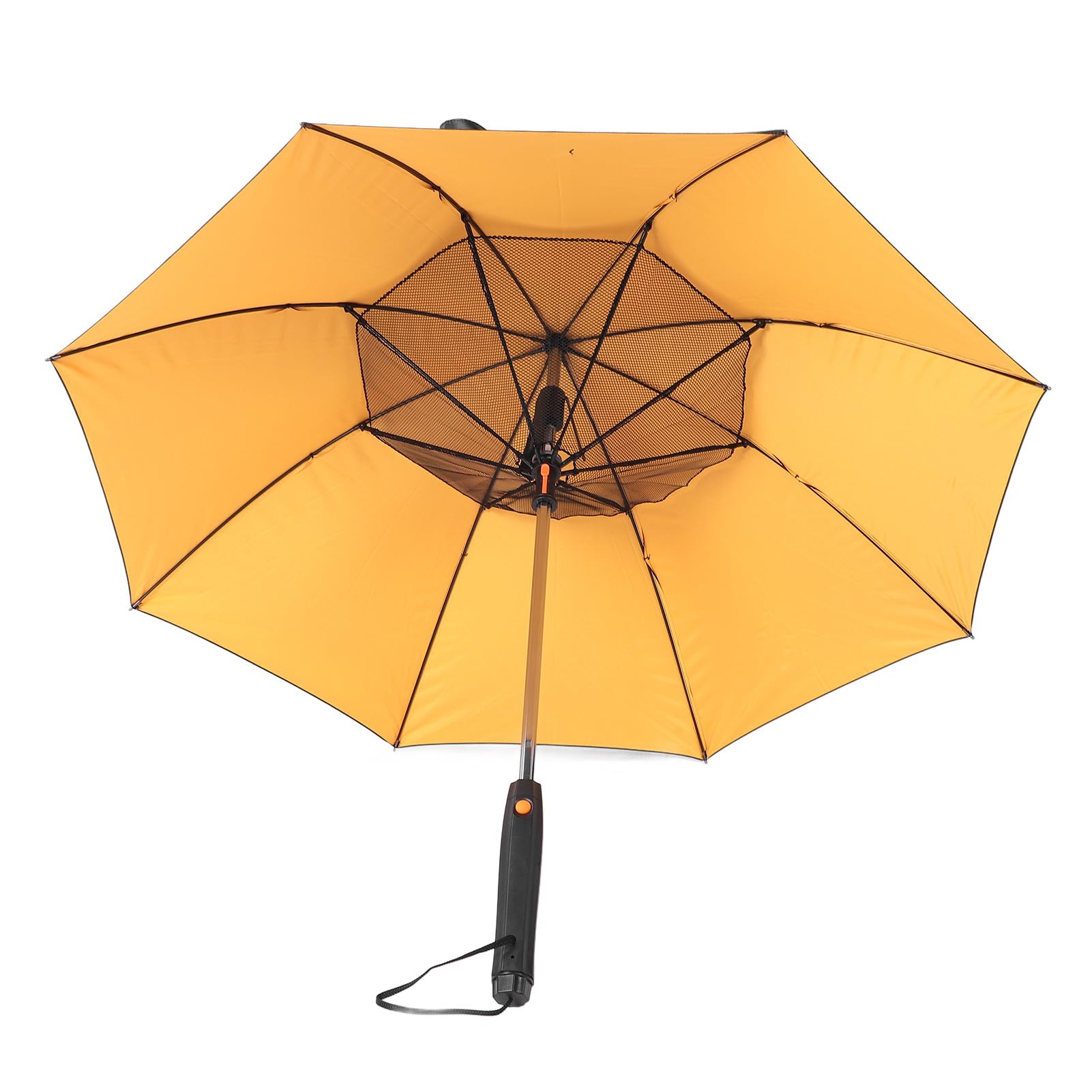 Przenośny Parasol z Wentylatorem i Systemem Zamgławiania na Letnie Podróże, Parasol Chłodzący 190T, Czarna Tkanina Impact
