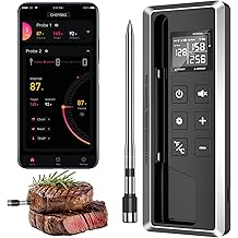 Wireless Meat Thermometer with Smart Timer &amp; APP Control, 800ft Bluetooth Grill Food Thermometer - 0.19In-Ultra Thin Probe, &plusmn;0.5℉ Accuracy, Digital Backlit Screen for BBQ, Oven, Smoker, Kitchen