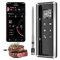 Vista 11 de Termómetro inalámbrico de carne con temporizador inteligente y alertas de APP, termómetro para parrilla de alimentos Bluetooth de 244 m, 4 sondas