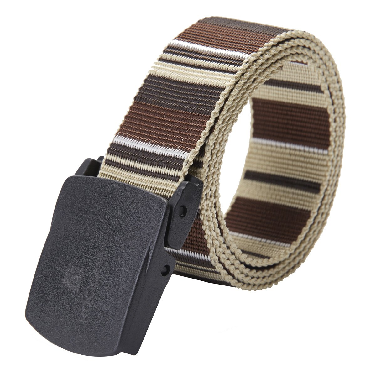 Rockway Striped Nylon with Big YKK POM Buckle Airport Friendly Coffee Travel Belt (Large)