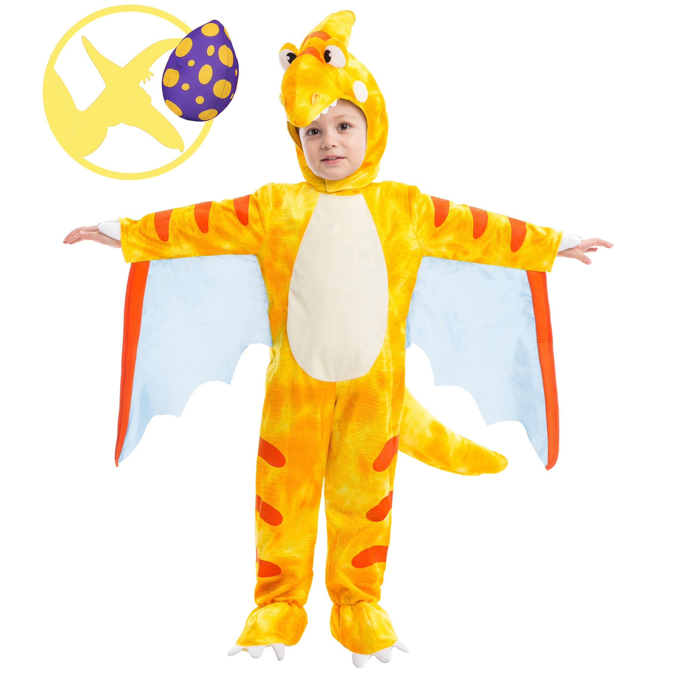 Spooktacular Creations Costume da dinosauro pterodattilo Set deluxe preistorico per bambini e neonati per Halloween dress up party (3T) Giallo