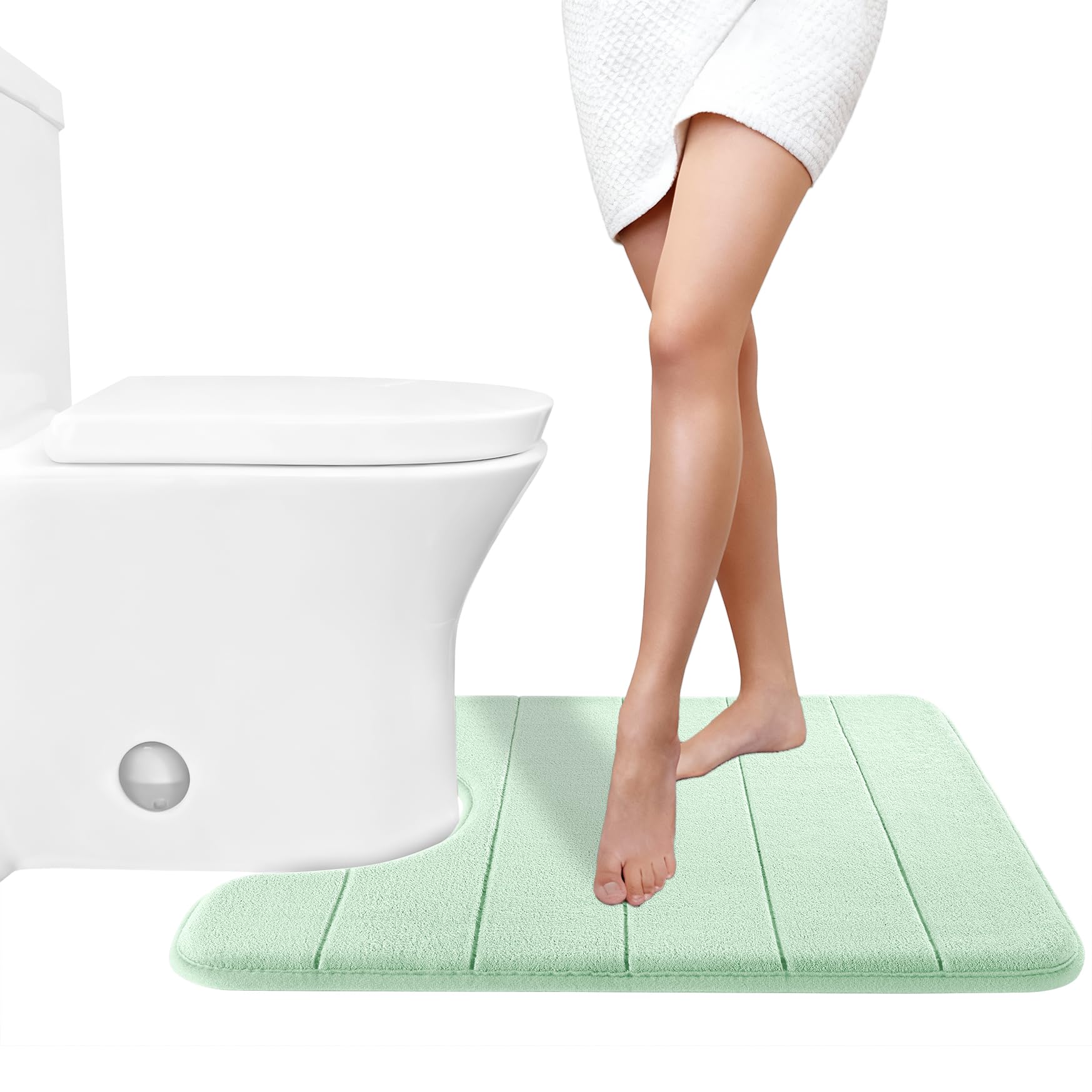 Yimobra Memory Foam Toilet Bath Mat U-Shaped, 24 X 20 Inches,Soft and Comfortable, Super Water Absorption, Non-Slip, Machine Wash and Easier to Dry